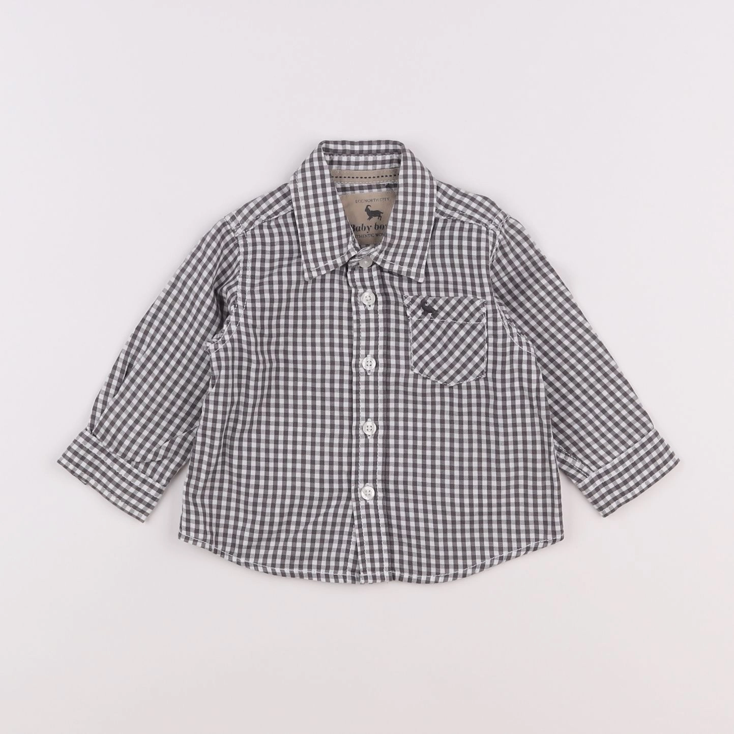 Zara - chemise blanc, gris - 3/6 mois