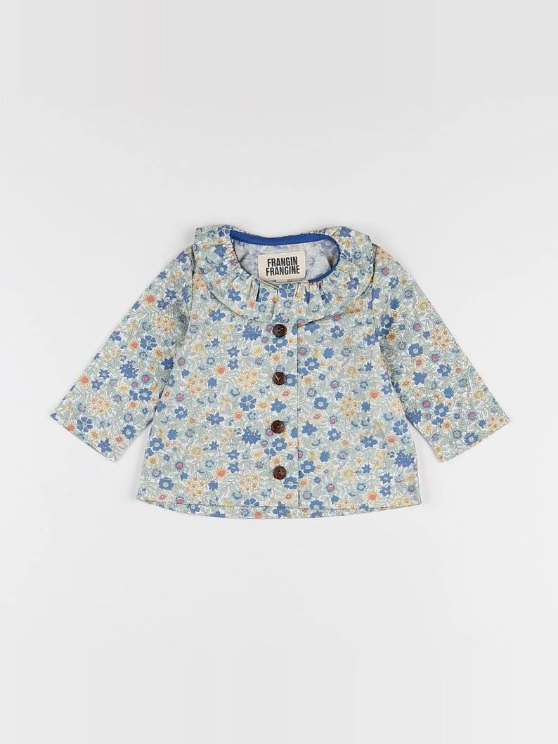 Frangin Frangine - blouse fleurs vertes - 3 mois
