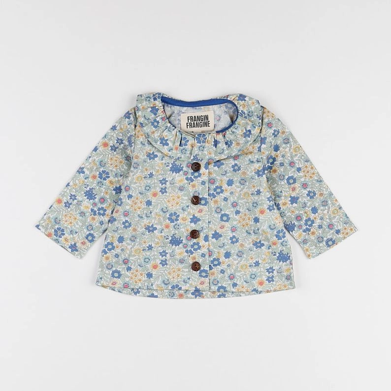 Frangin Frangine - blouse fleurs vertes - 3 mois