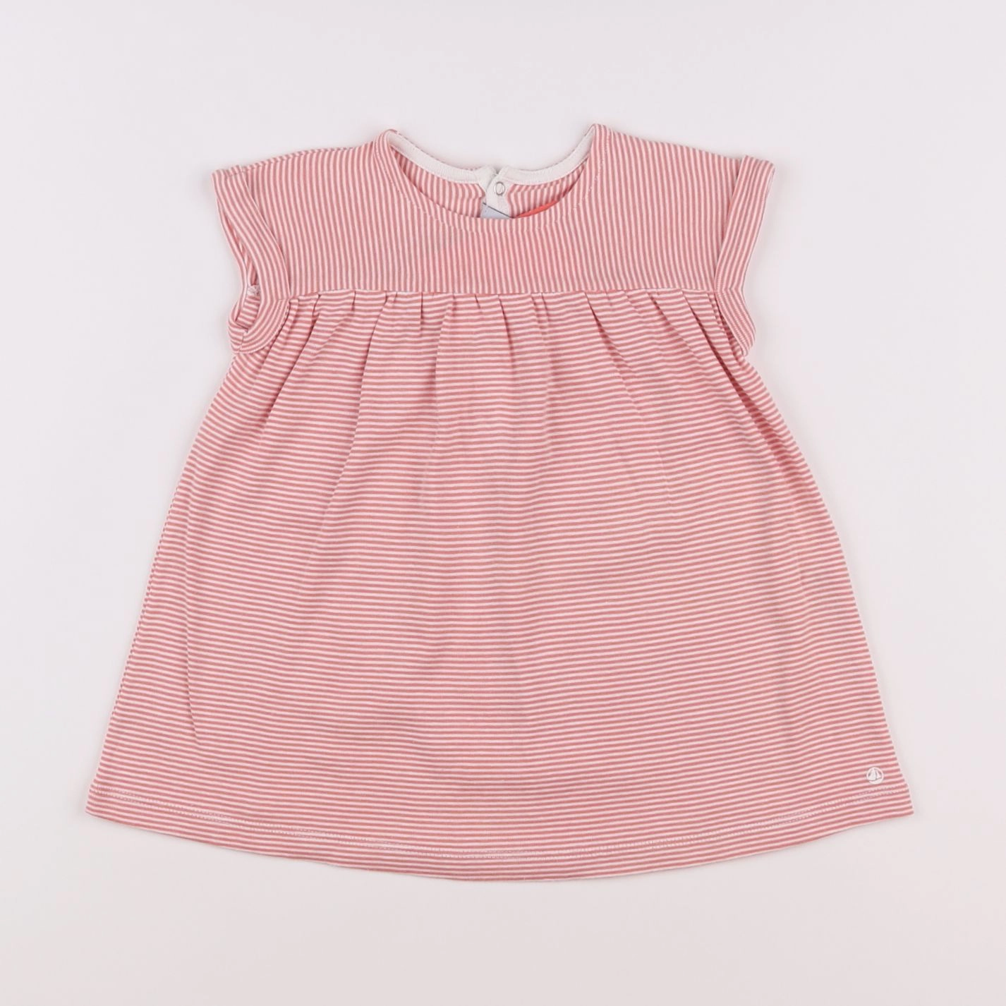 Petit Bateau - robe blanc, rose - 12 mois