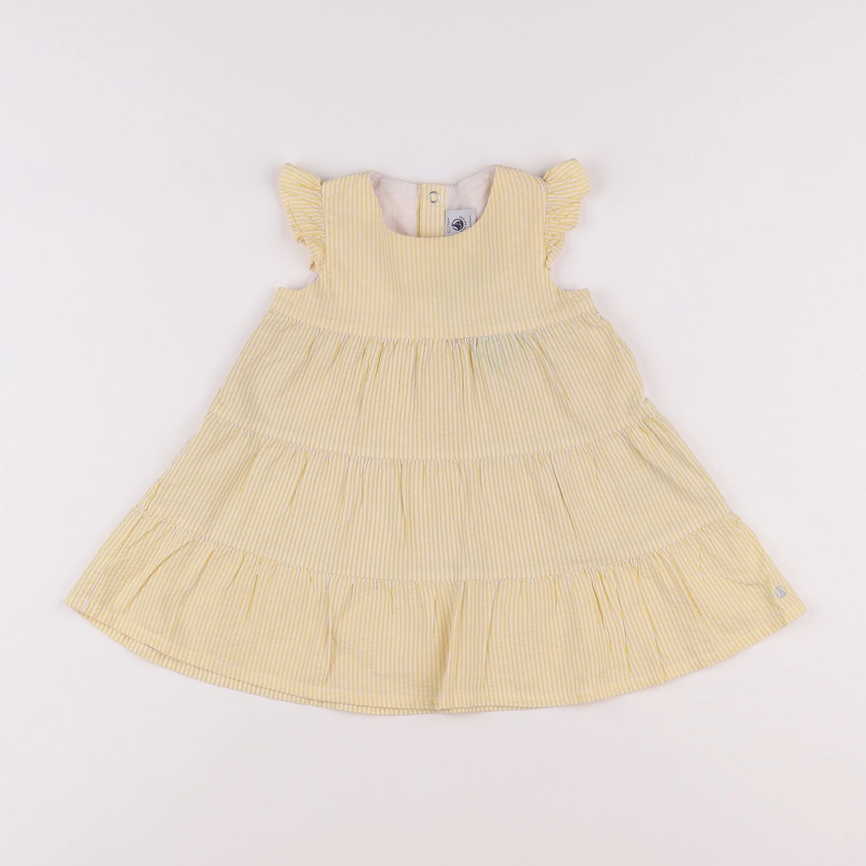 Petit Bateau - robe jaune, blanc - 12 mois