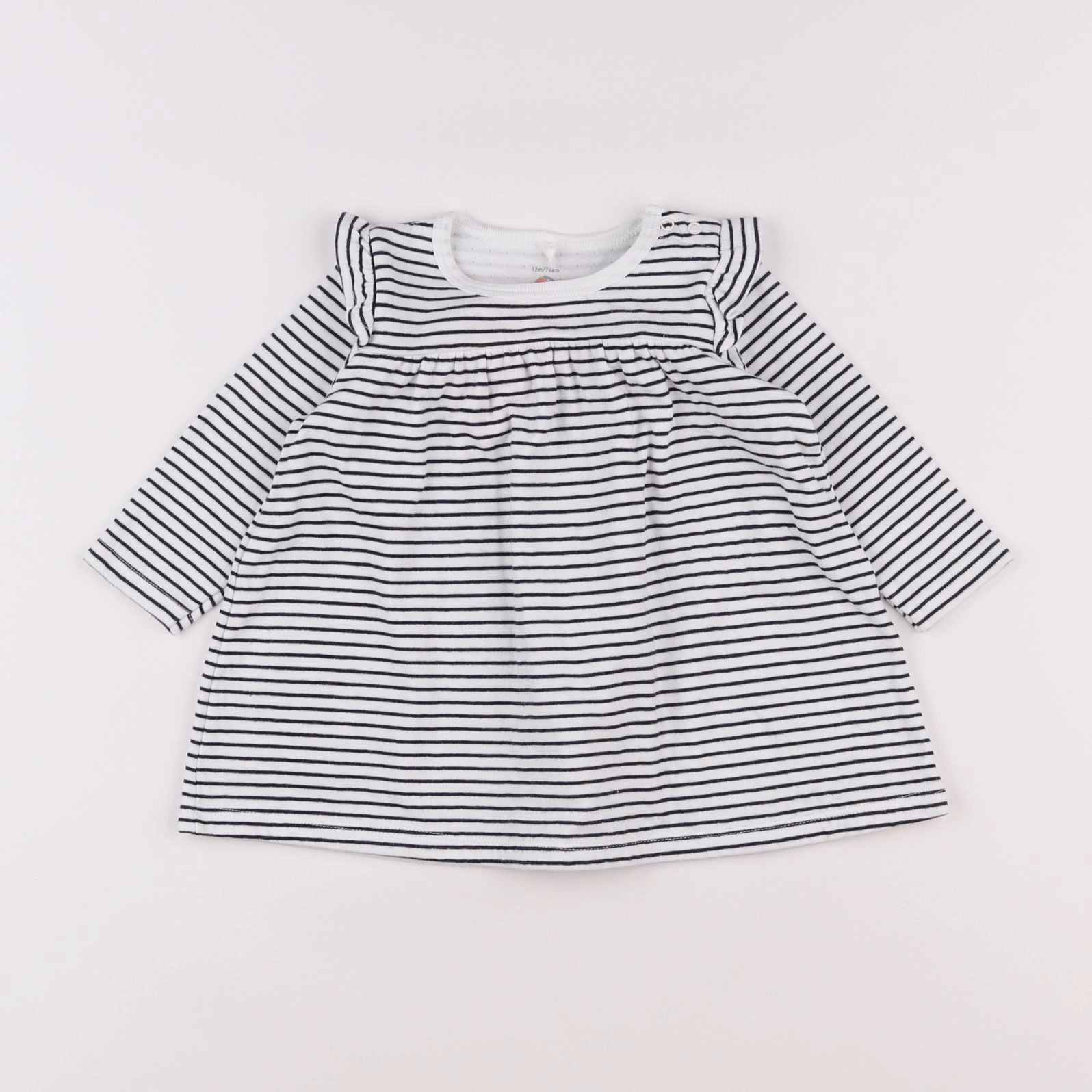 Petit Bateau - robe blanc, bleu - 12 mois