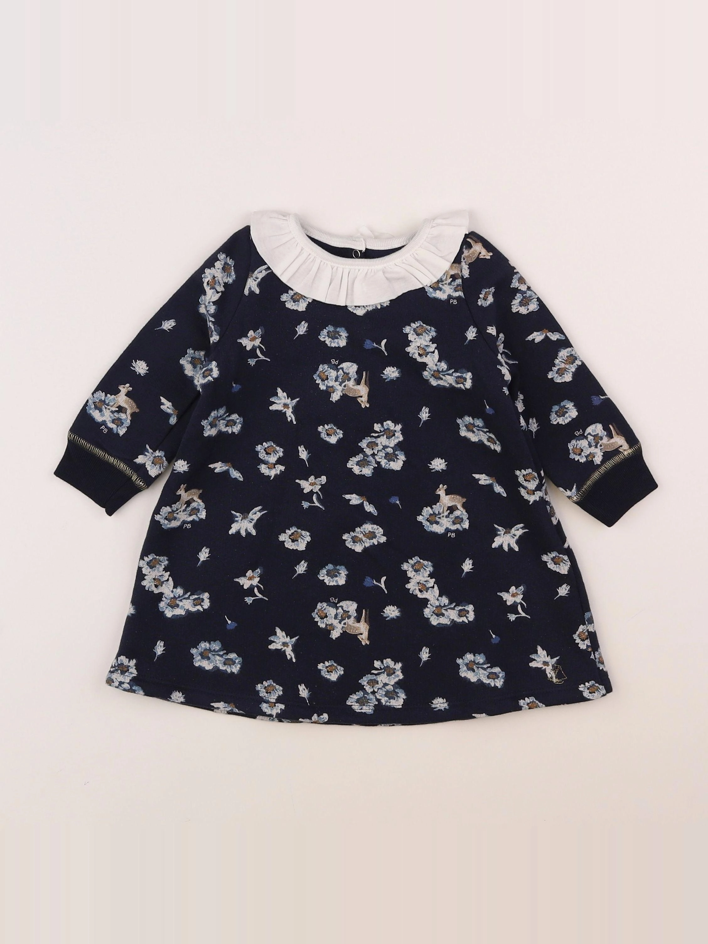 Petit Bateau - robe bleu - 12 mois