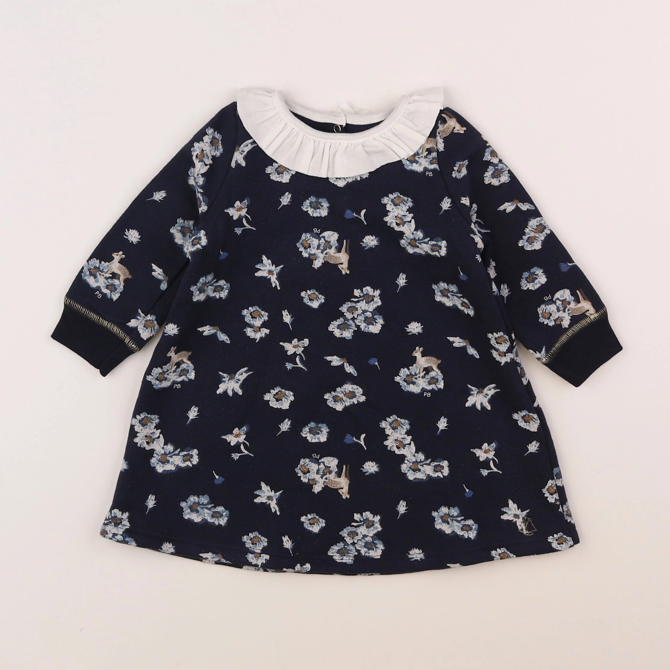 Petit Bateau - robe bleu - 12 mois