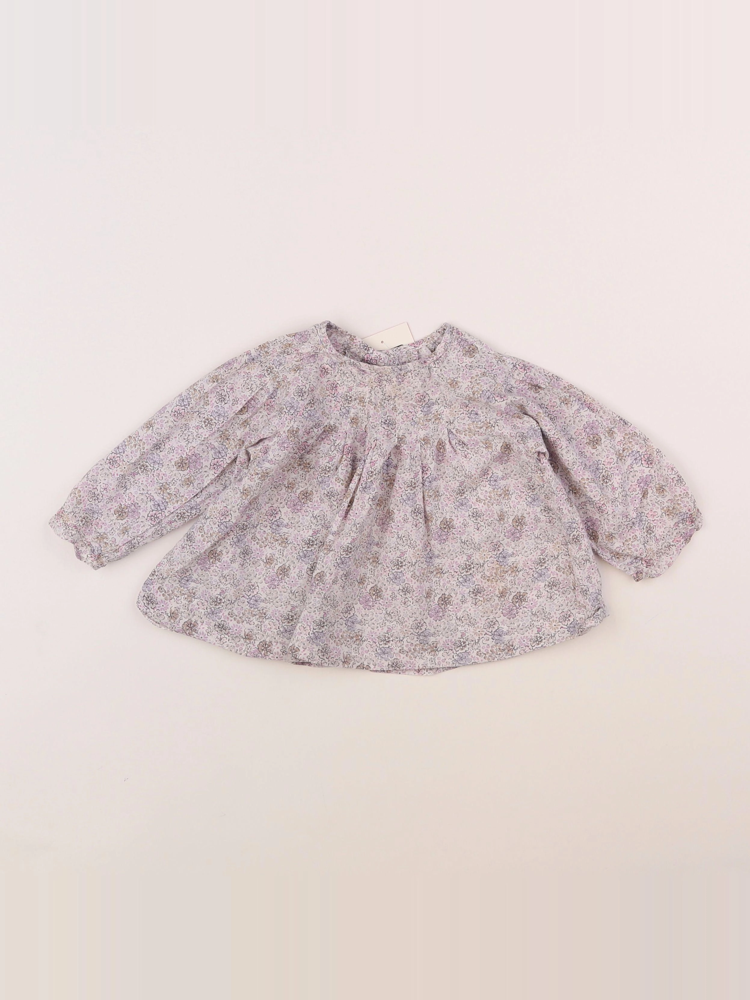 Boutchou - blouse rose, blanc - 12 mois