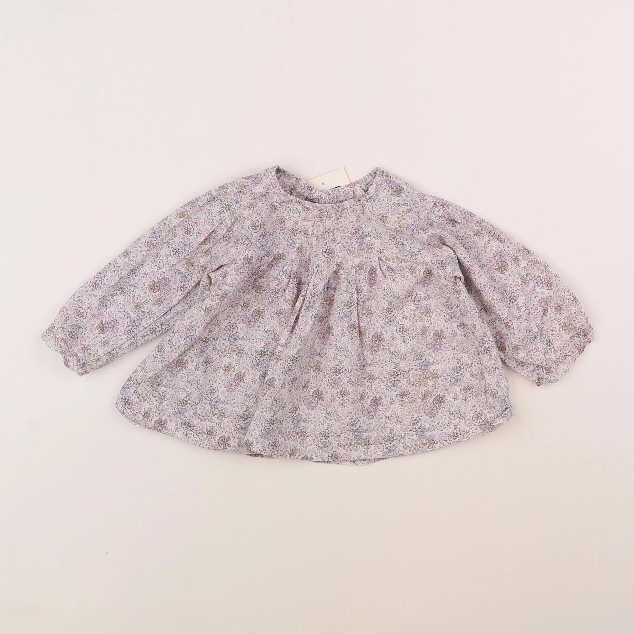 Boutchou - blouse rose, blanc - 12 mois