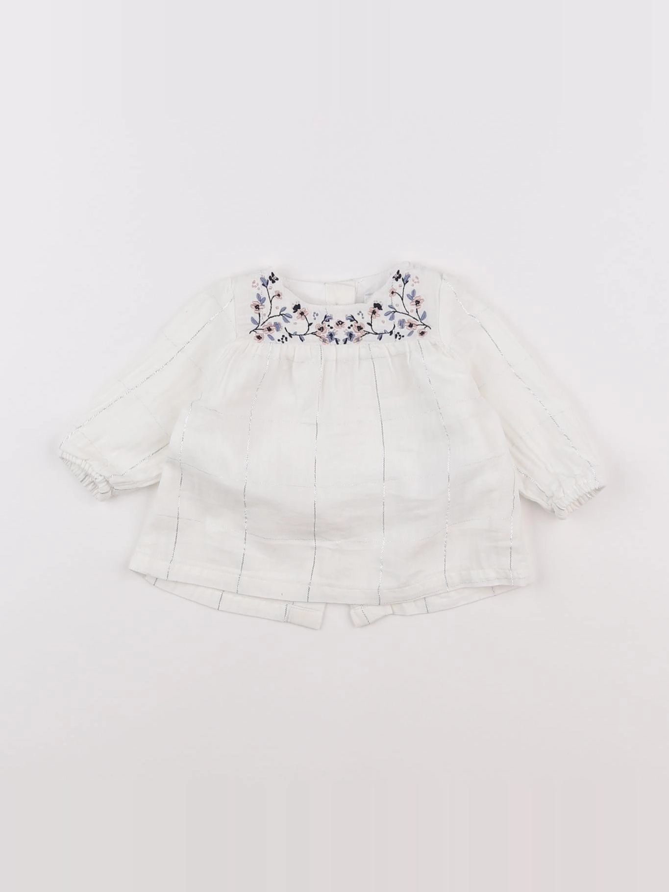 Vertbaudet - blouse blanc, bleu - 3 mois