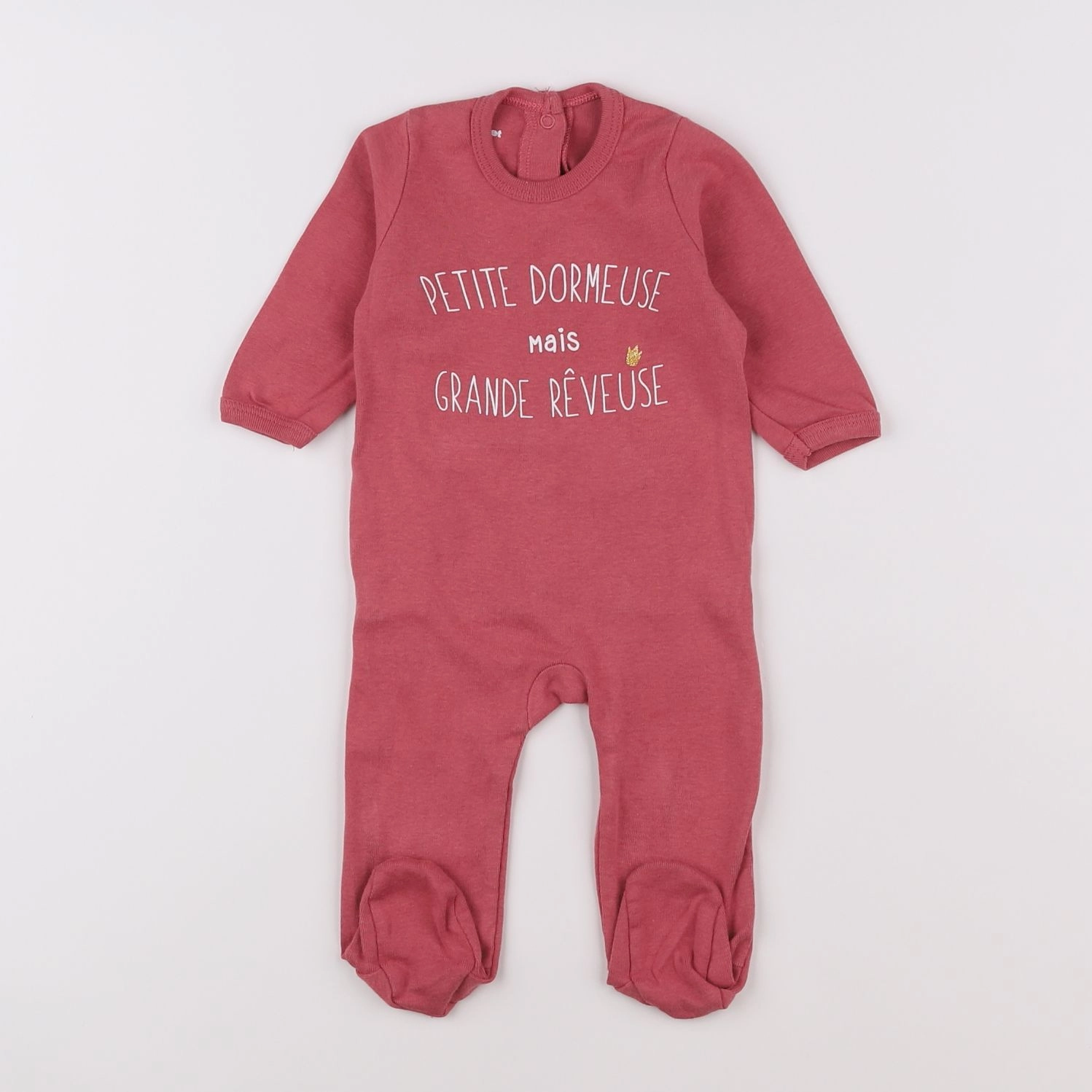 Vertbaudet - pyjama coton blanc, rose - 3 mois