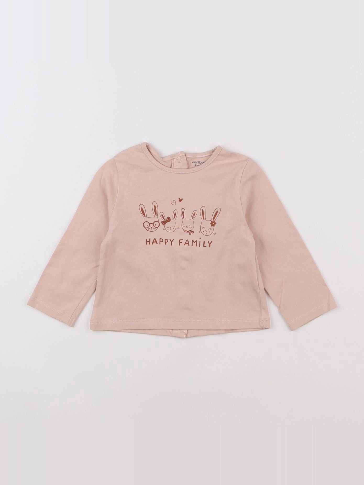 Vertbaudet - tee-shirt rose - 6 mois