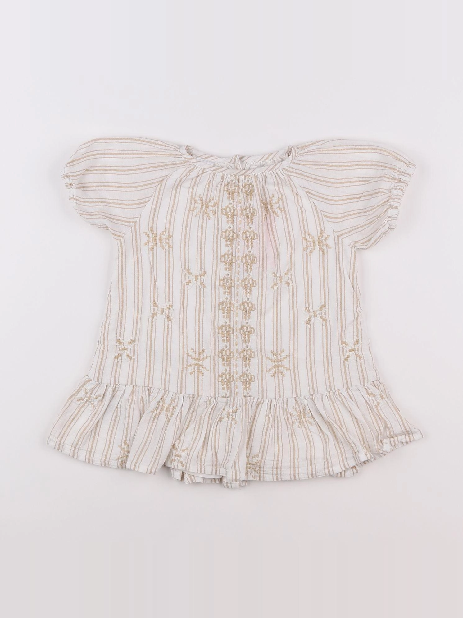Mango - robe beige, blanc - 12/18 mois