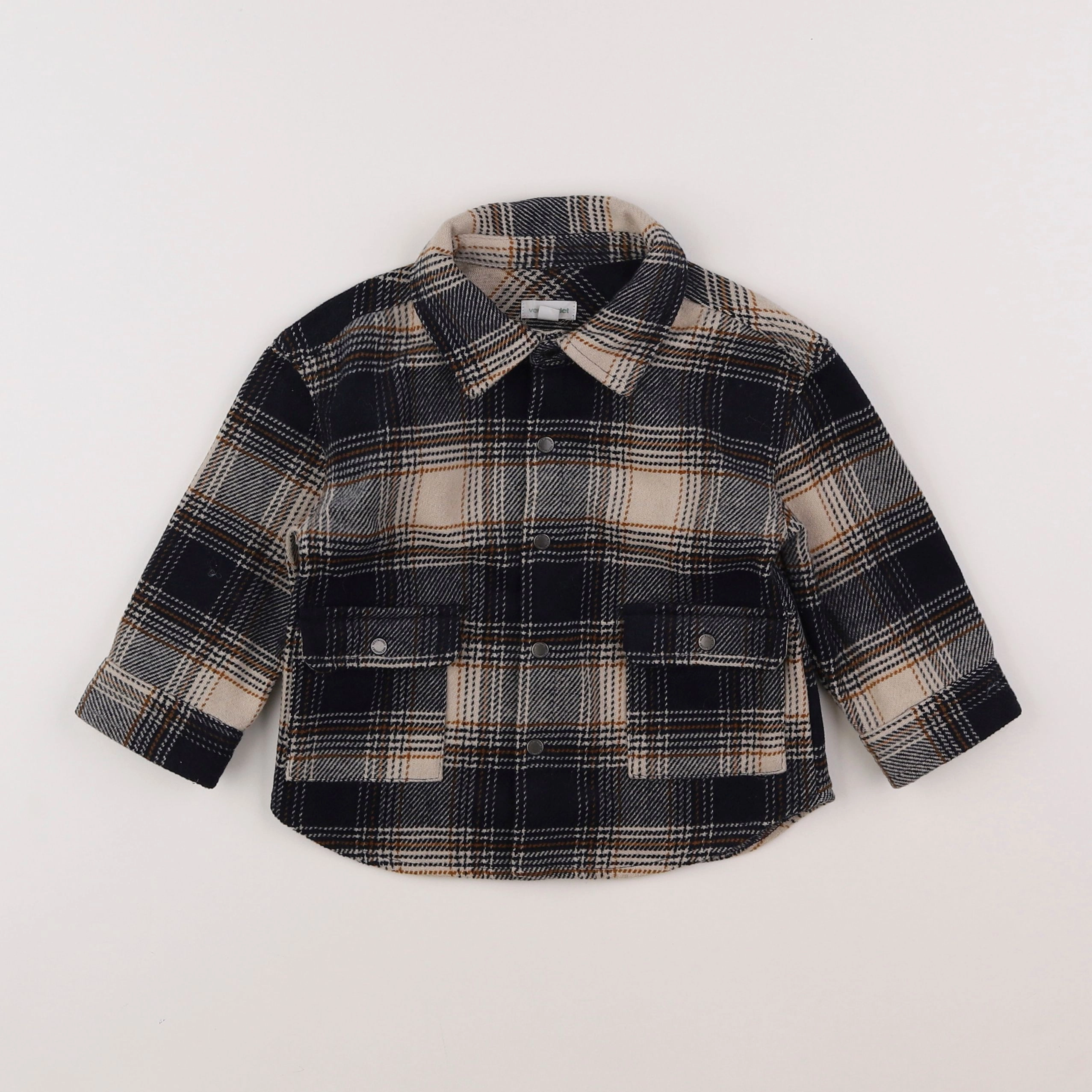 Vertbaudet - chemise marron, noir - 18 mois
