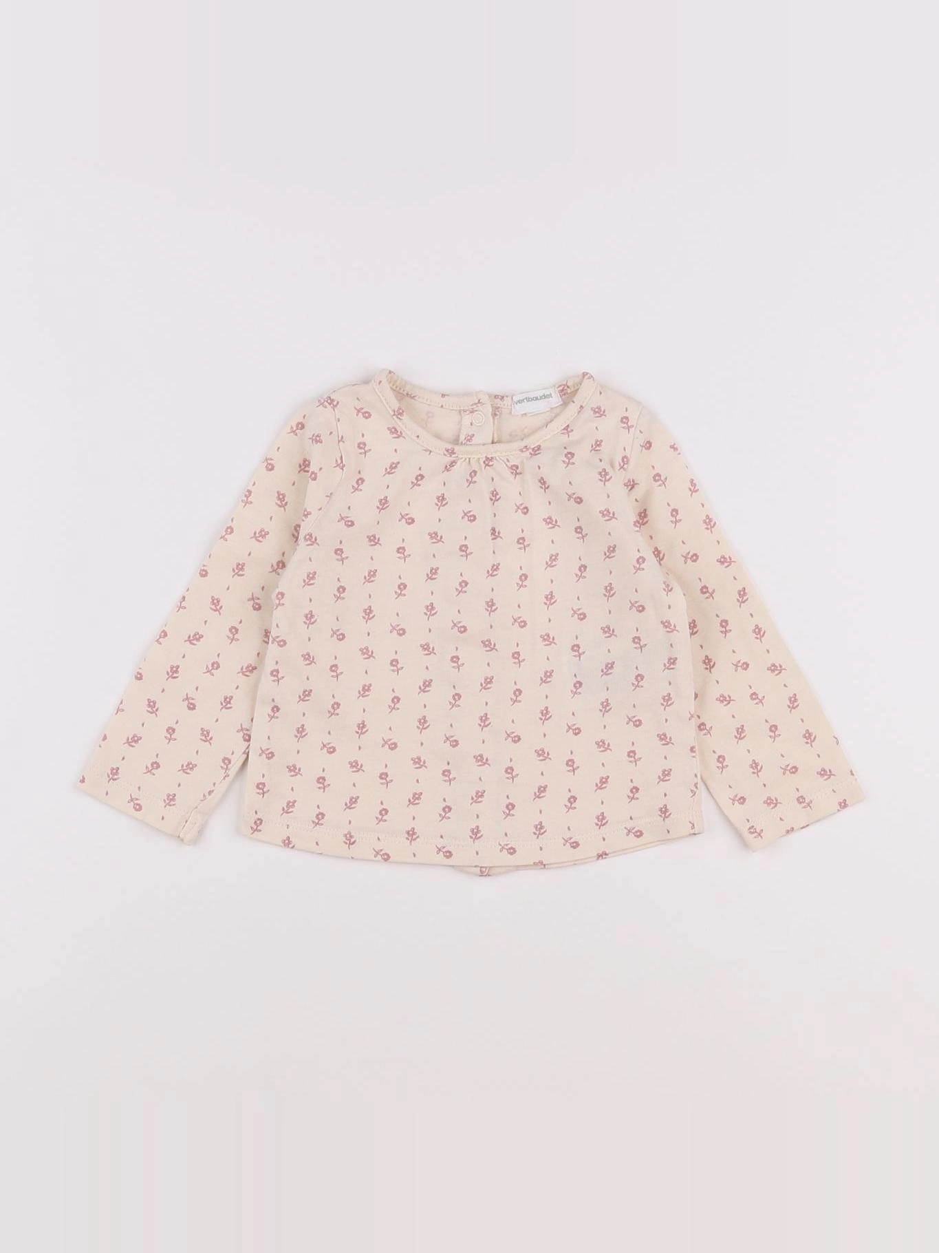 Vertbaudet - tee-shirt beige - 6 mois
