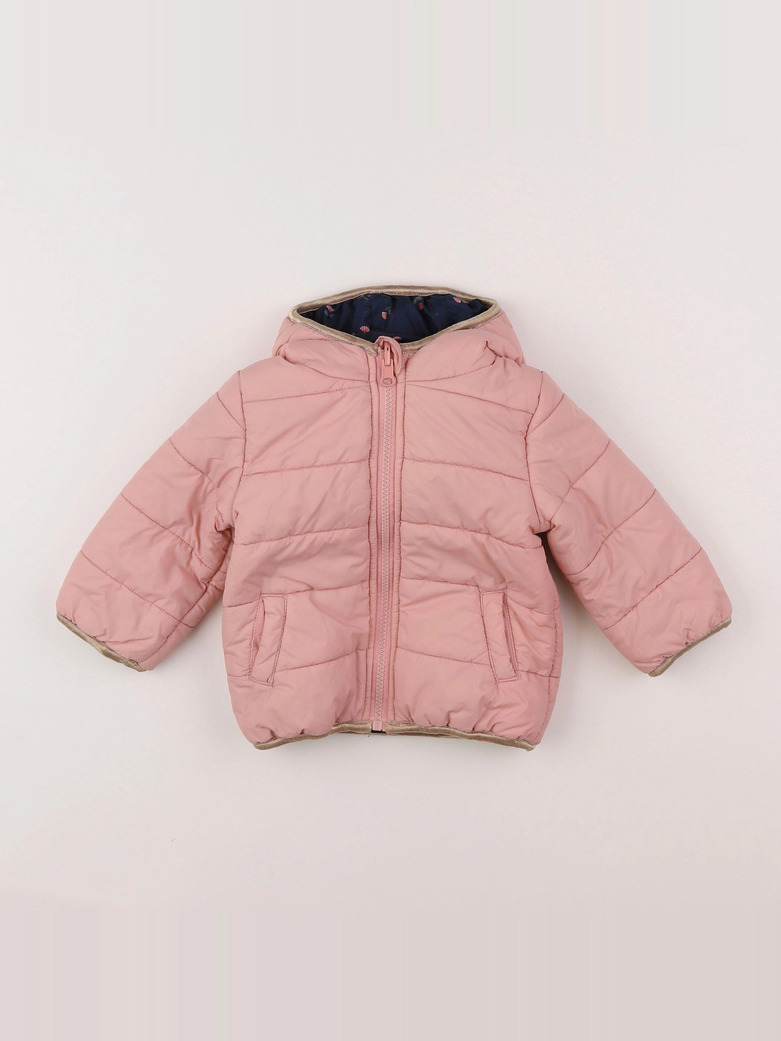 Vertbaudet - doudoune réversible rose - 9/12 mois