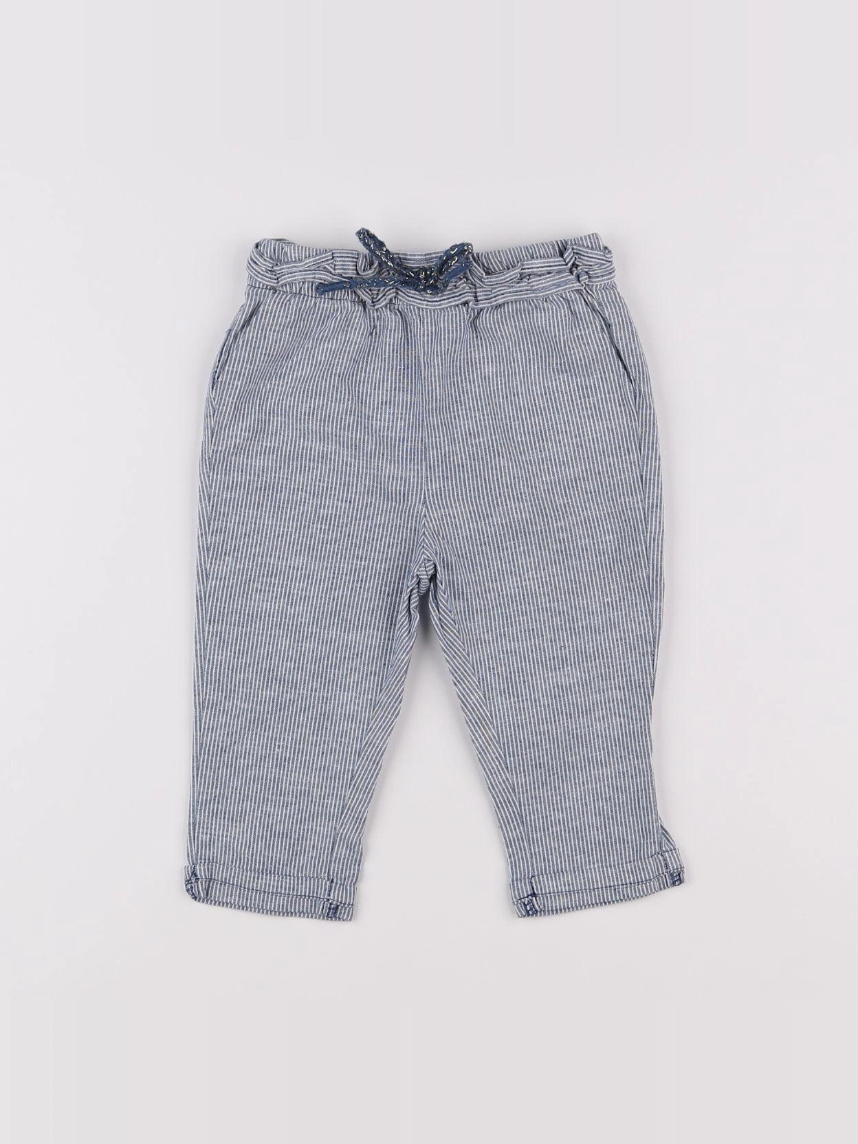 Vertbaudet - pantalon bleu - 12 mois