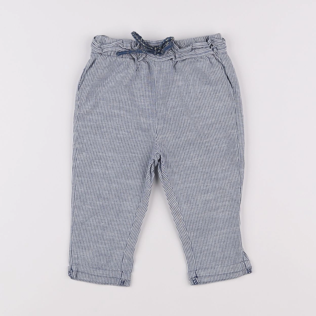 Vertbaudet - pantalon bleu - 12 mois