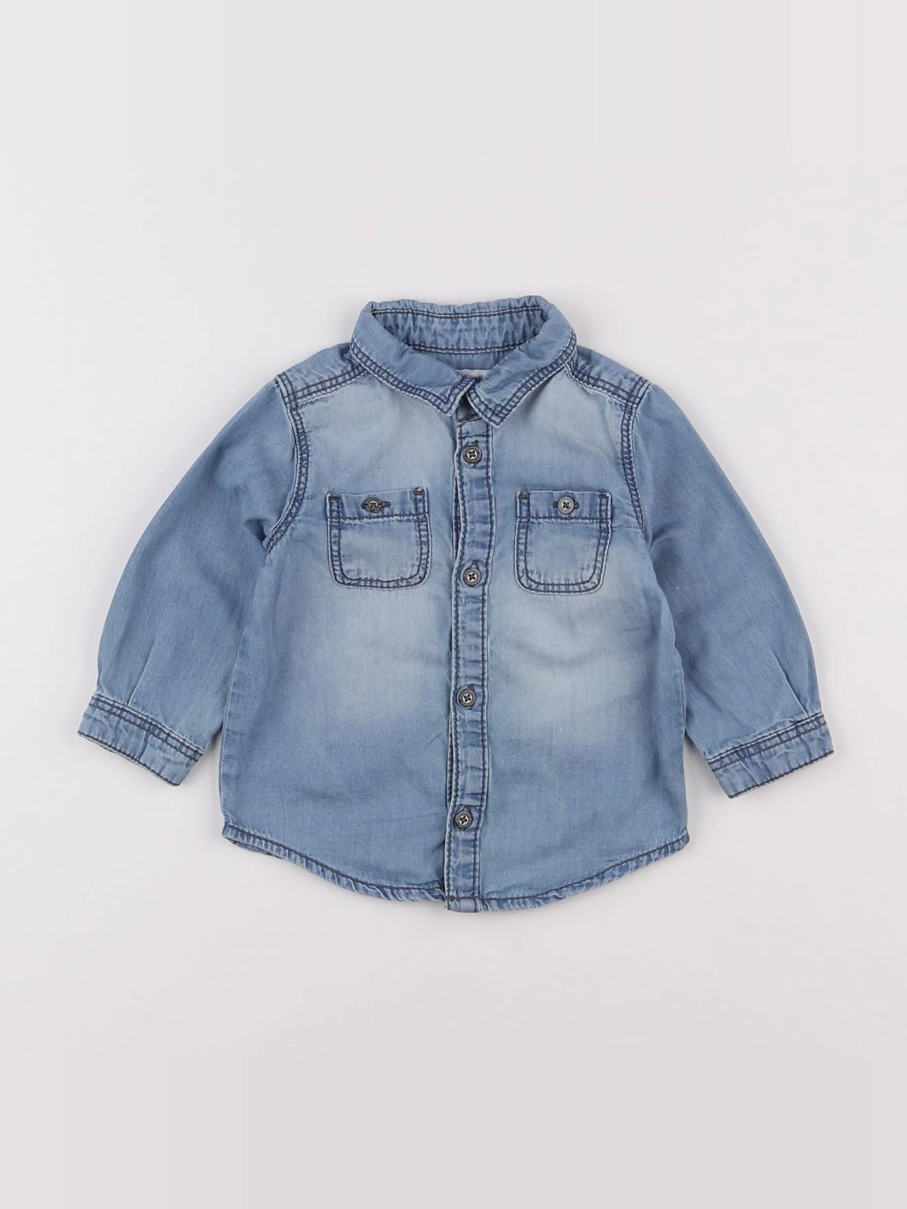 Vertbaudet - chemise bleu - 9 mois