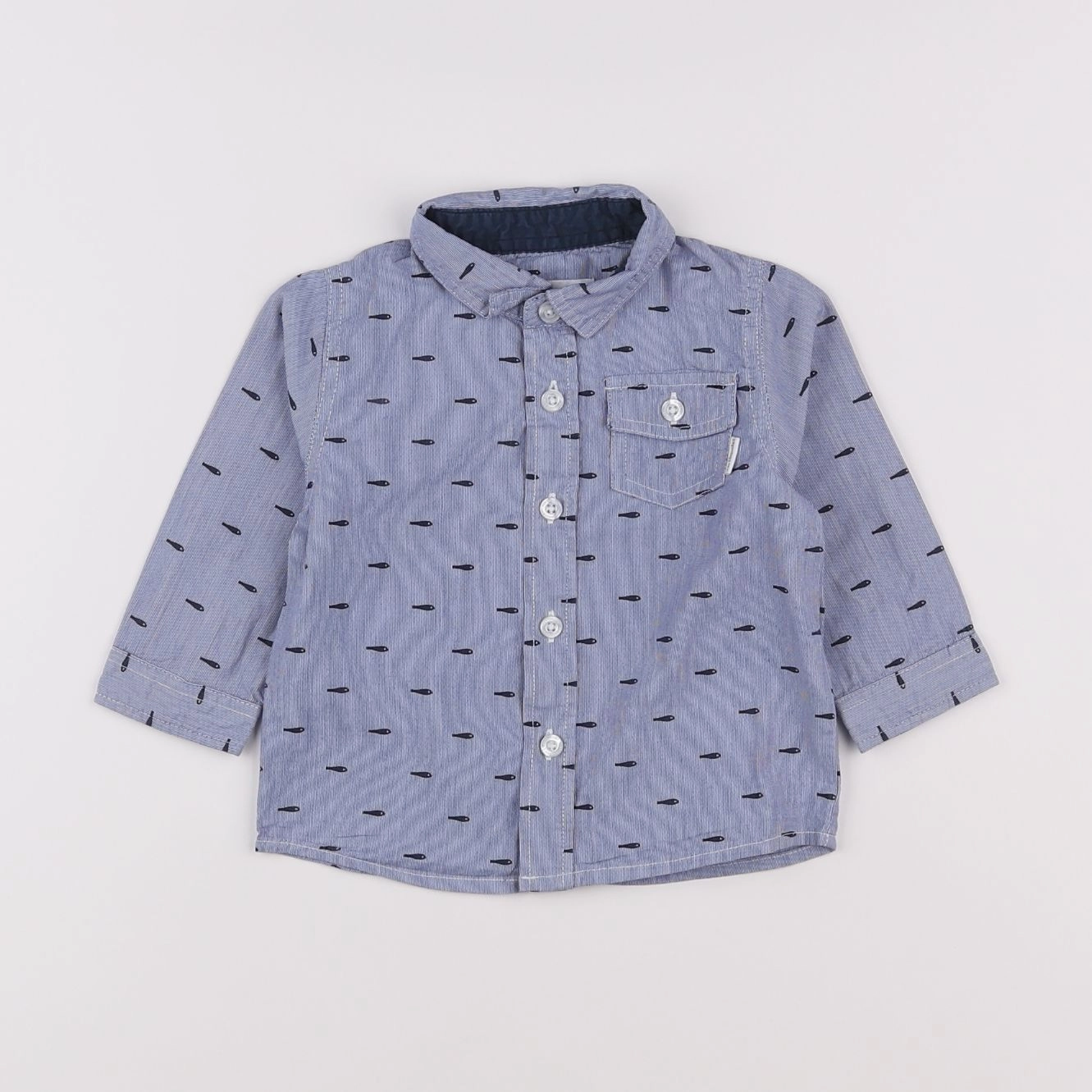 Vertbaudet - chemise bleu - 9 mois