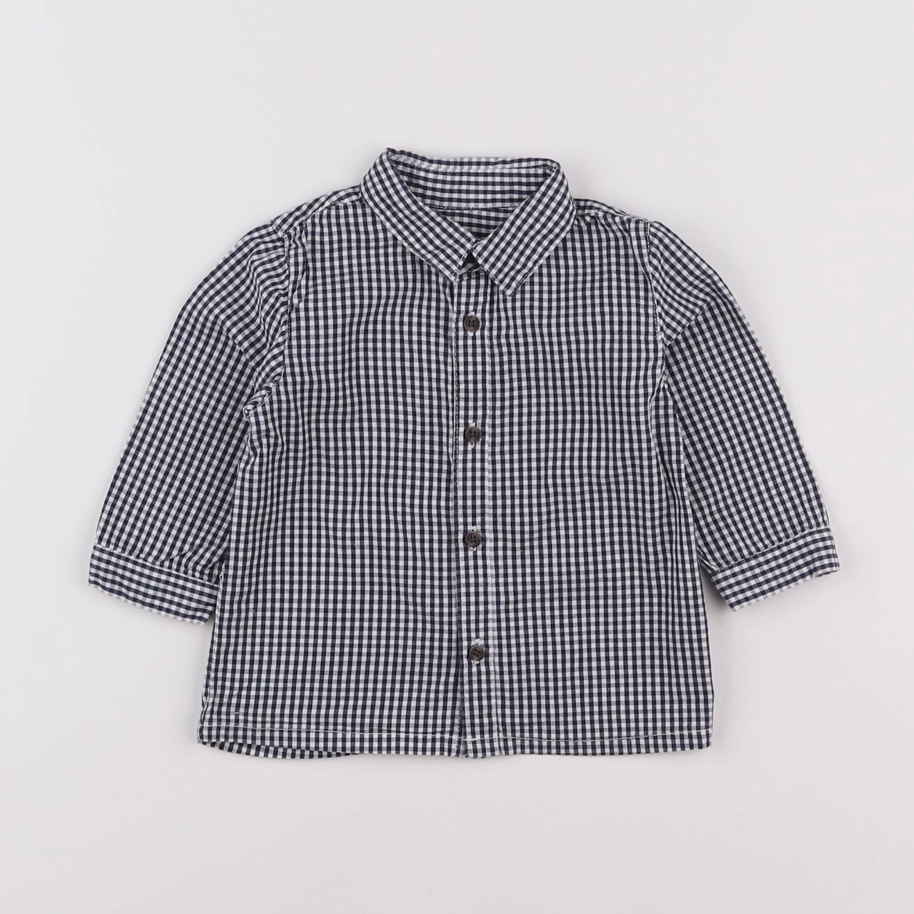 Vertbaudet - chemise blanc, bleu - 9 mois
