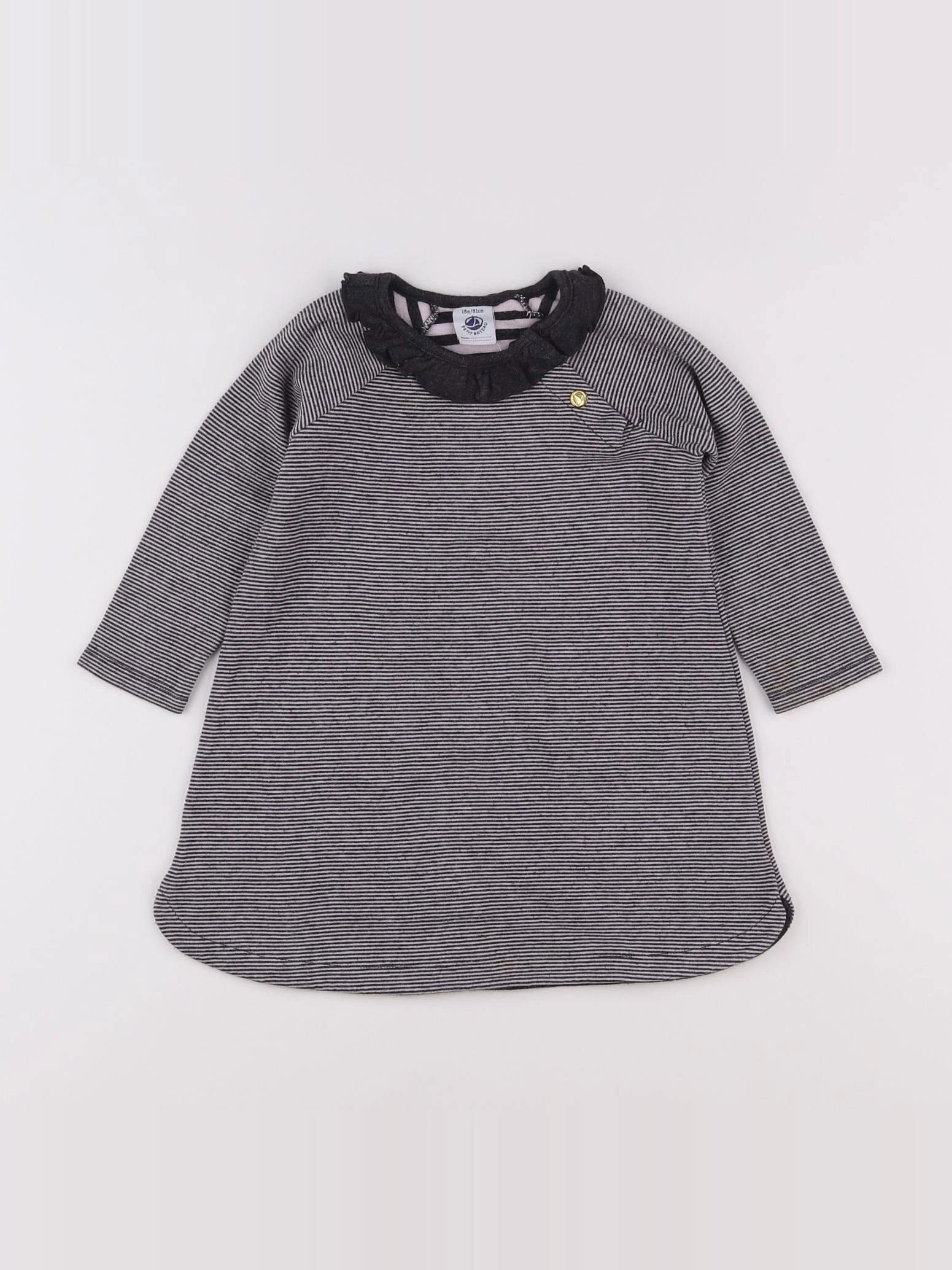 Petit Bateau - robe blanc, bleu - 18 mois