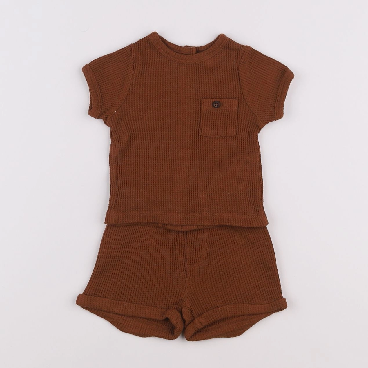 Vertbaudet - pyjama coton marron - 1 mois