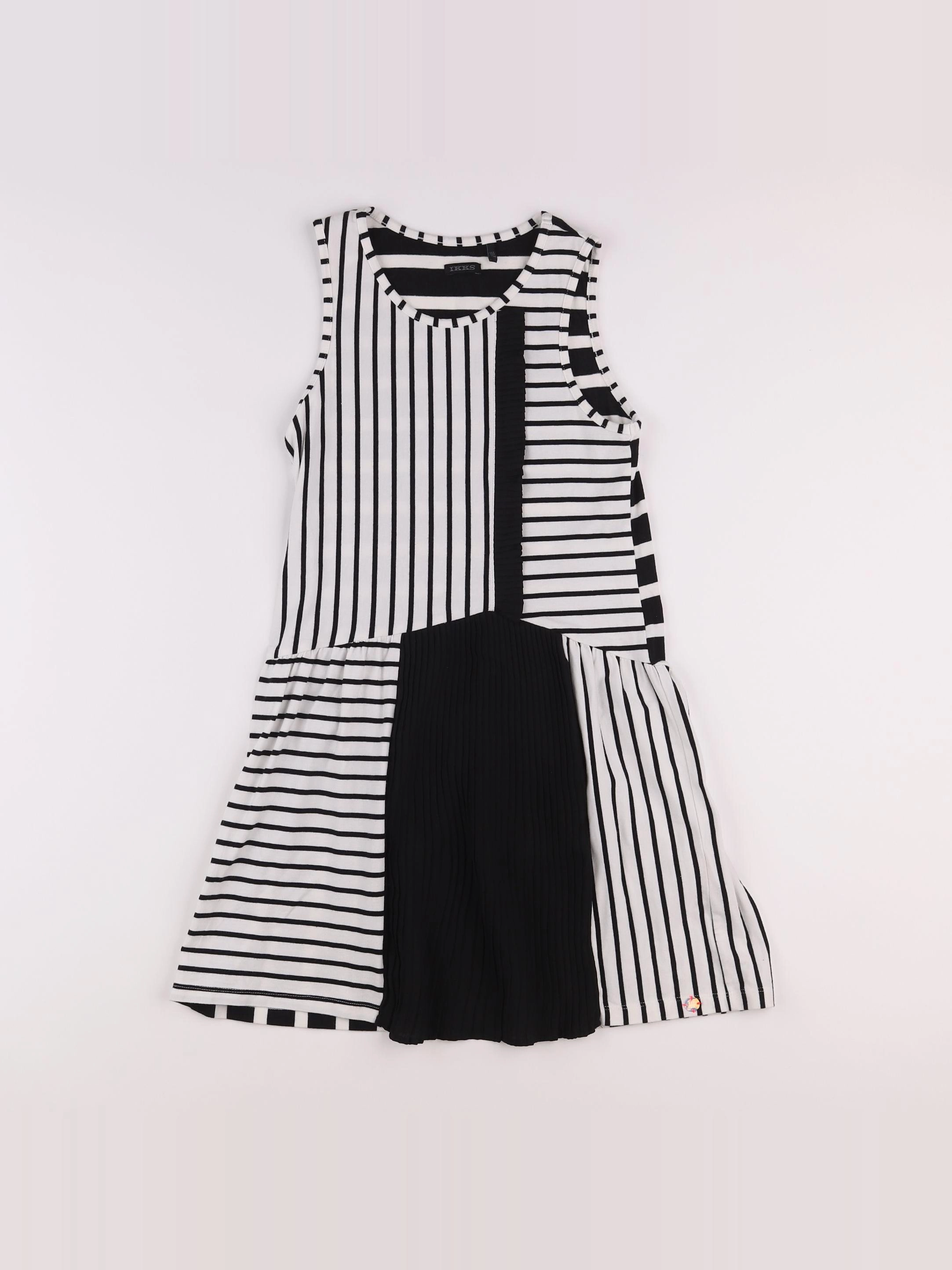 IKKS - robe blanc, noir - 10 ans