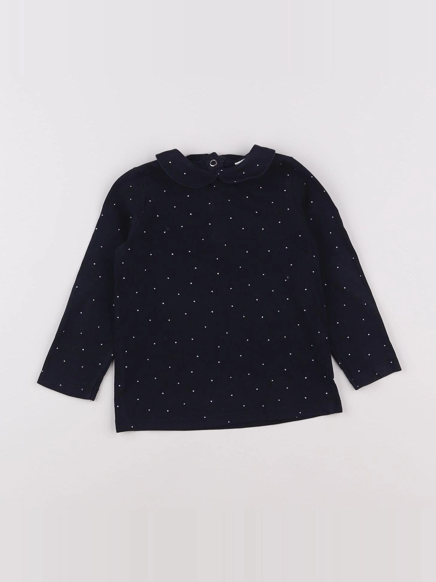 H&M - tee-shirt bleu, argent - 12/18 mois