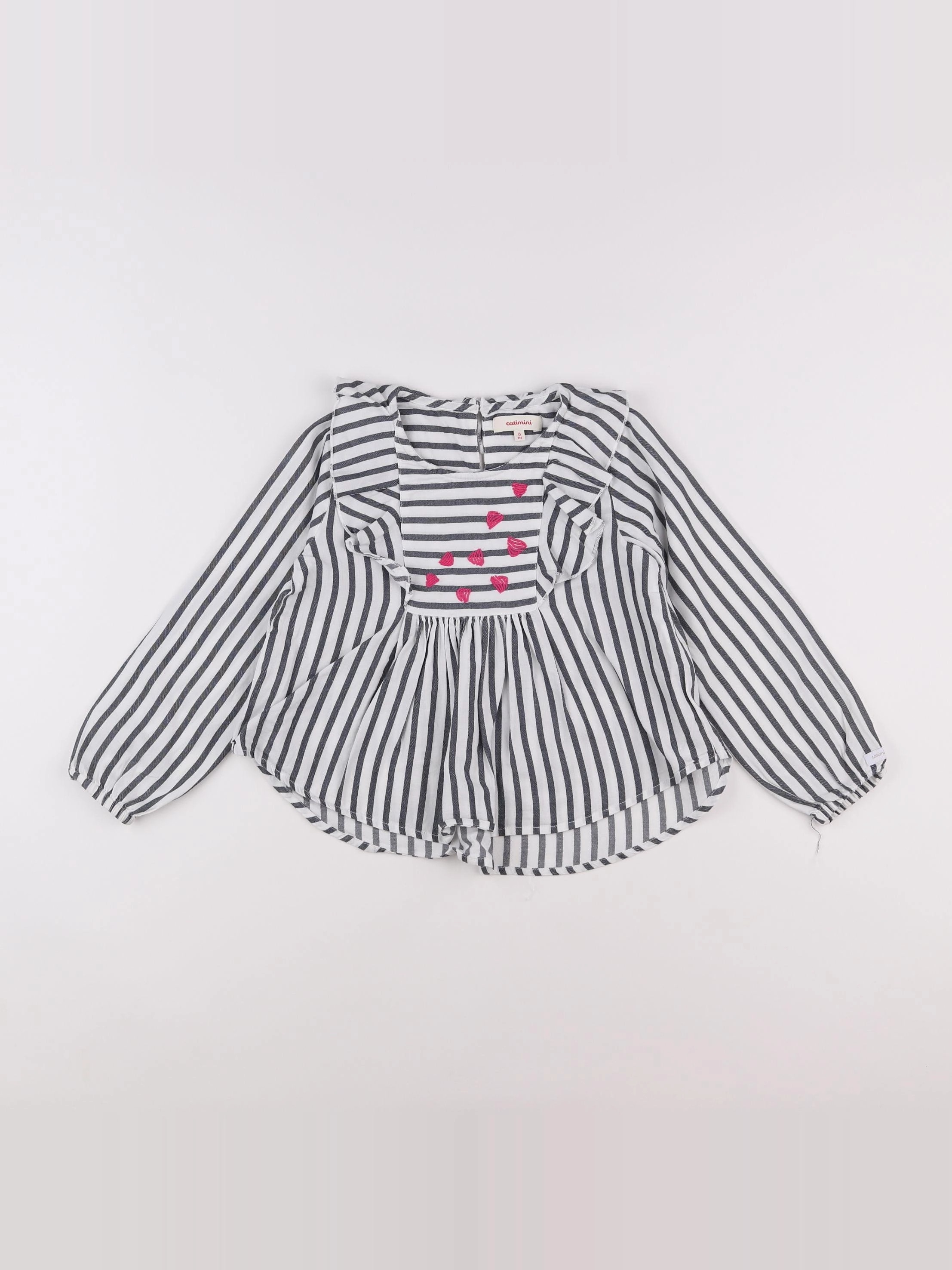 Catimini - blouse blanc, bleu - 6 ans