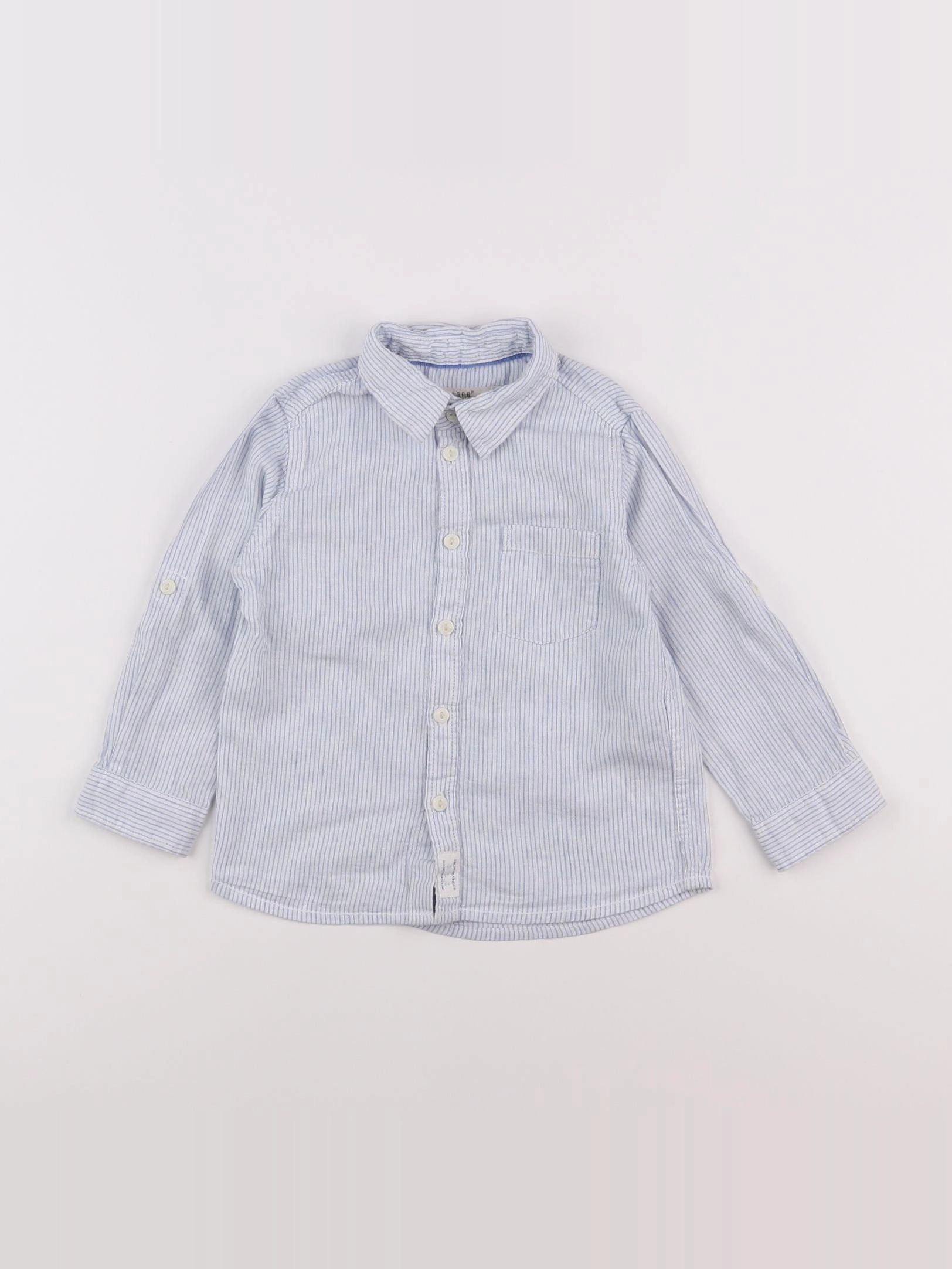 H&M - chemise blanc, bleu - 12 mois à 2 ans