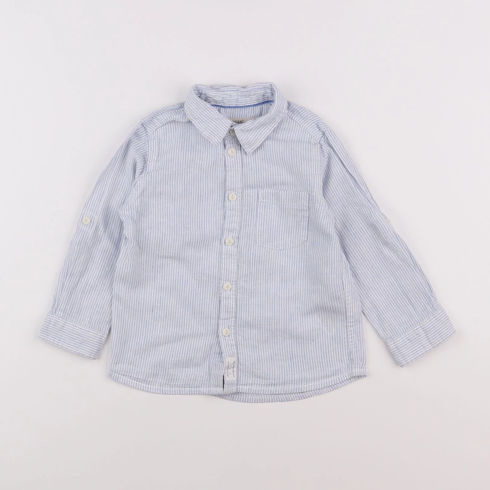 H&M - chemise blanc, bleu - 12 mois à 2 ans