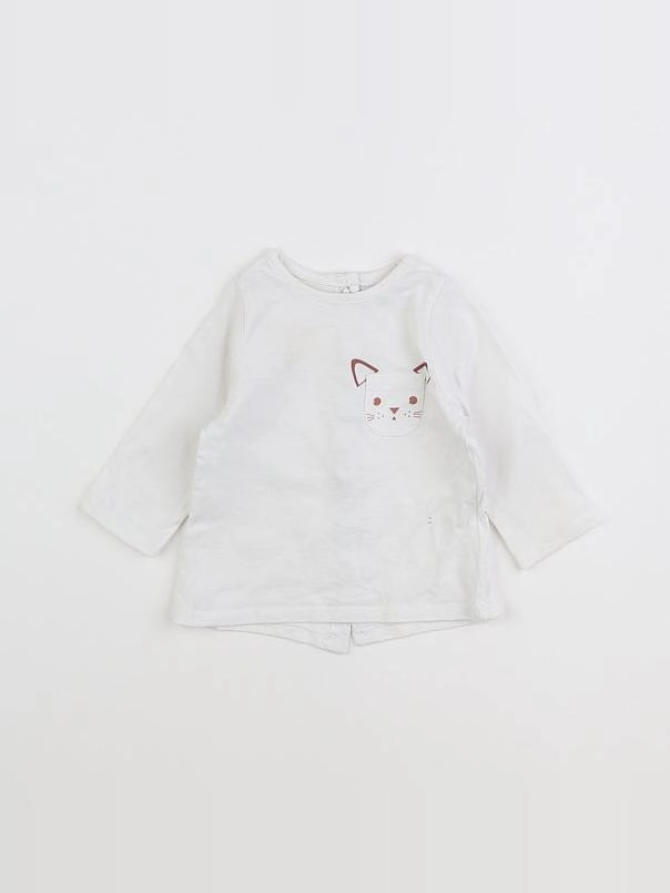 Vertbaudet - tee-shirt beige, blanc - 3 mois