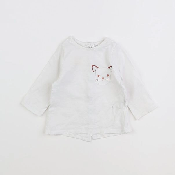 Vertbaudet - tee-shirt beige, blanc - 3 mois
