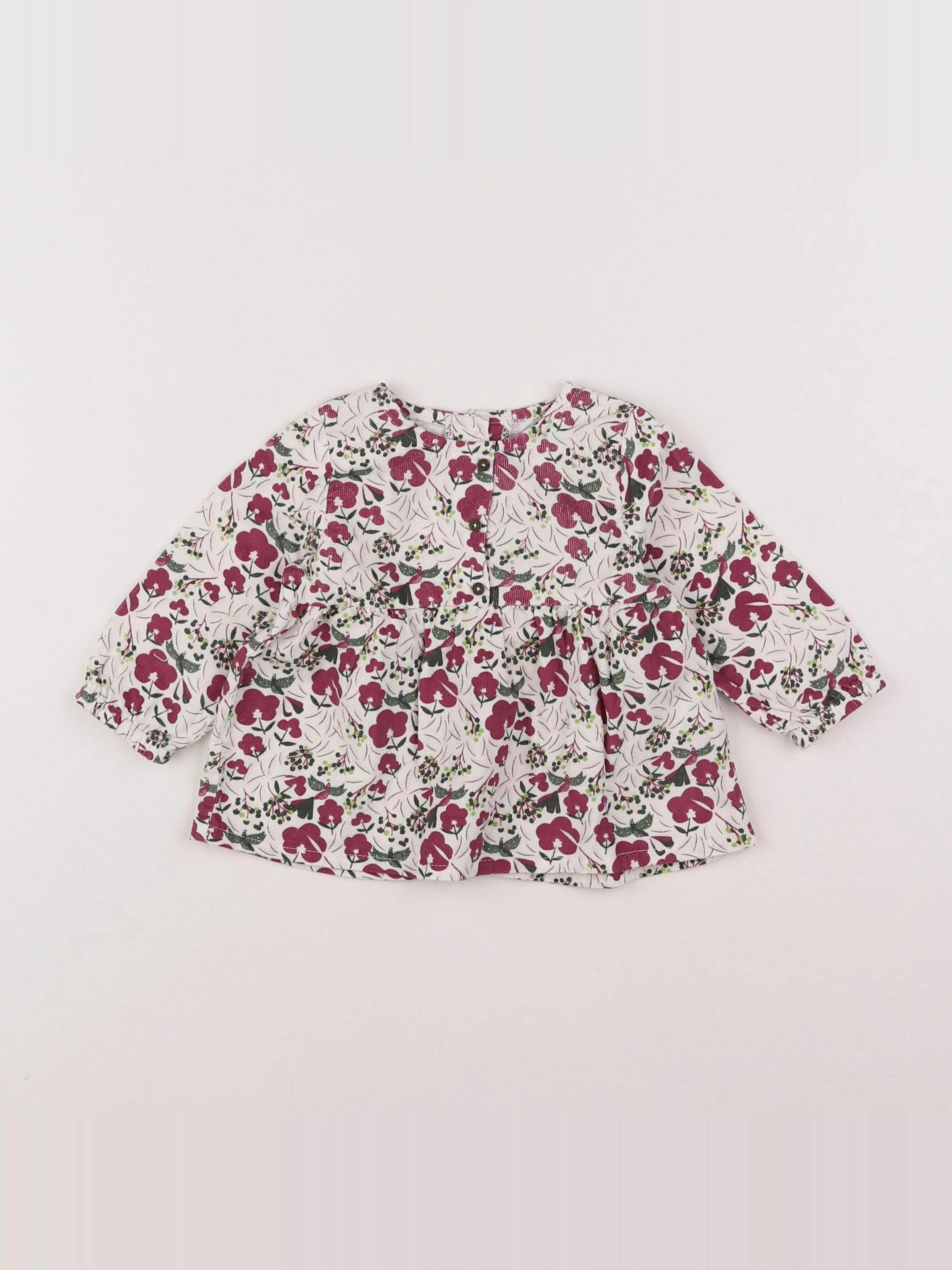 Vertbaudet - blouse blanc, rose - 6 mois