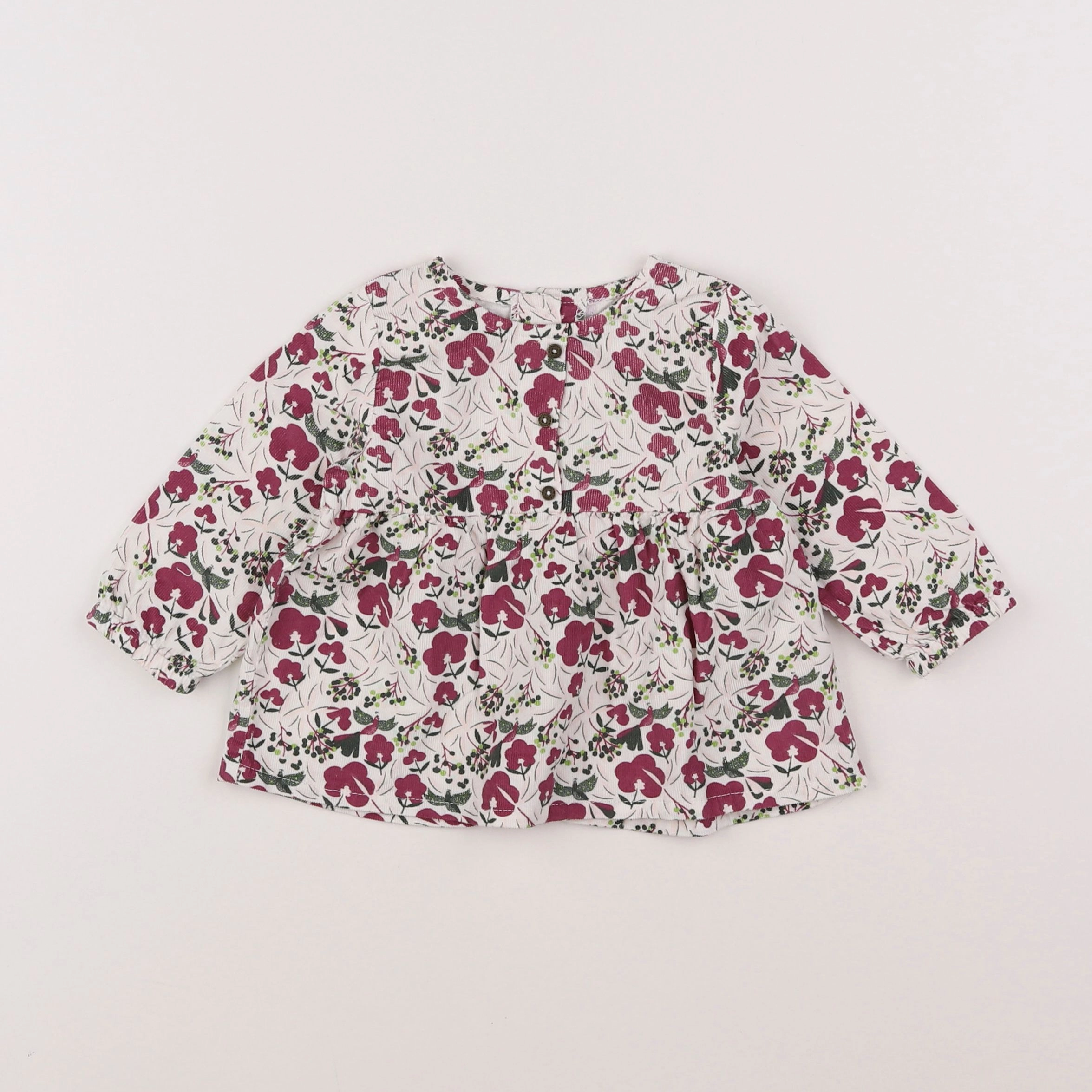 Vertbaudet - blouse blanc, rose - 6 mois