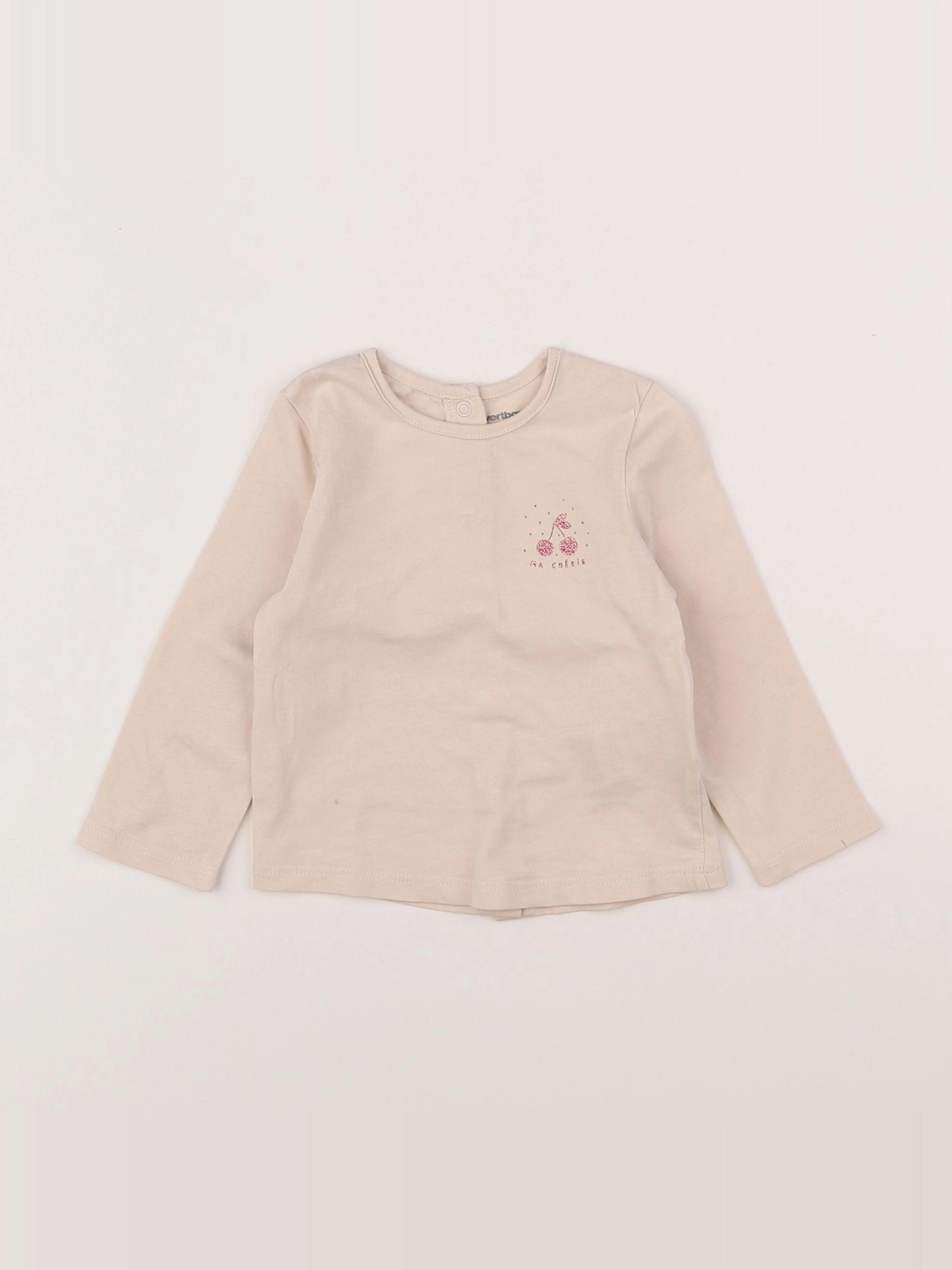 Vertbaudet - tee-shirt beige - 6 mois
