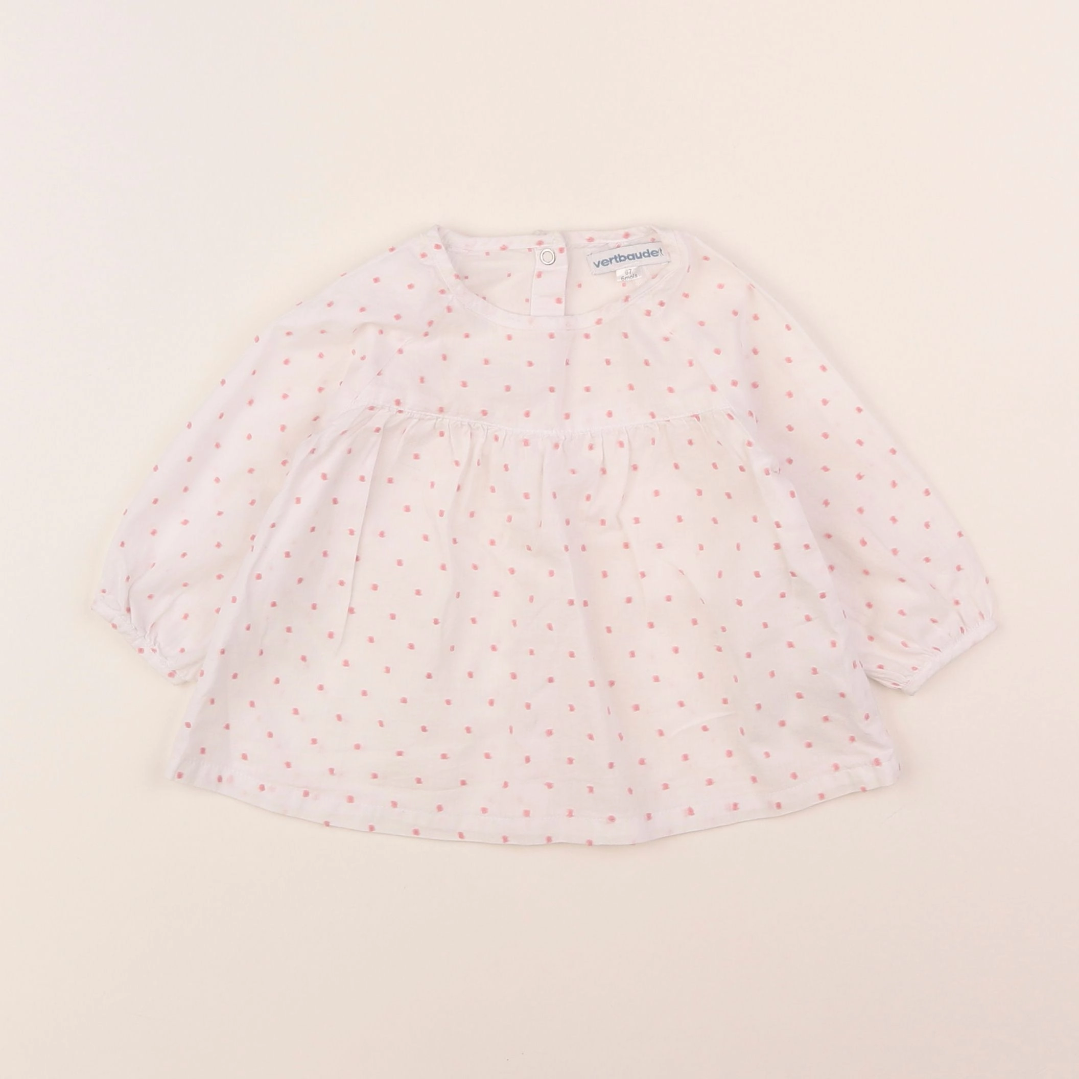Vertbaudet - blouse blanc, rose - 6 mois