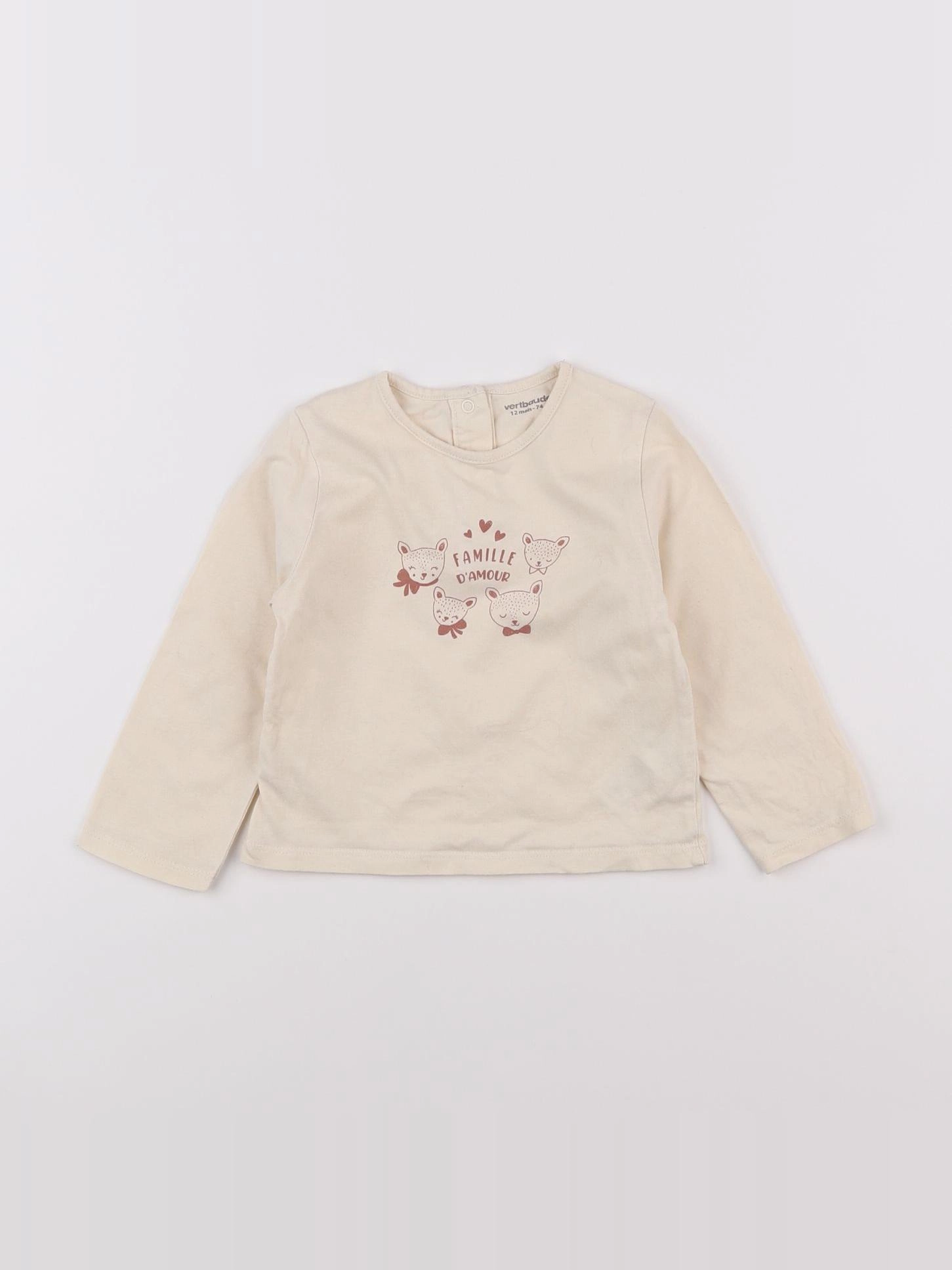 Vertbaudet - tee-shirt beige - 12 mois