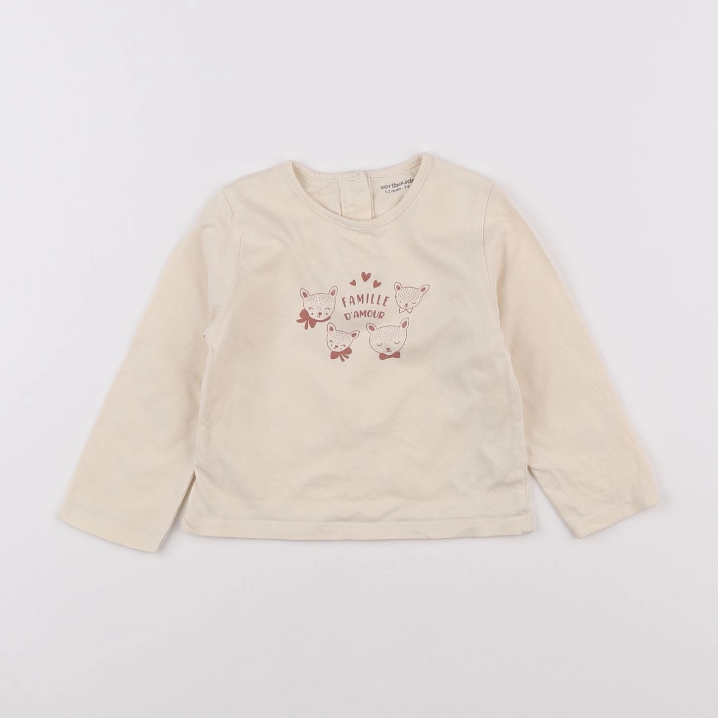 Vertbaudet - tee-shirt beige - 12 mois