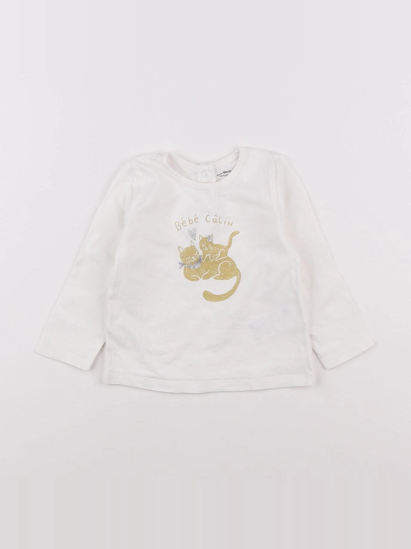 Vertbaudet - tee-shirt beige - 12 mois