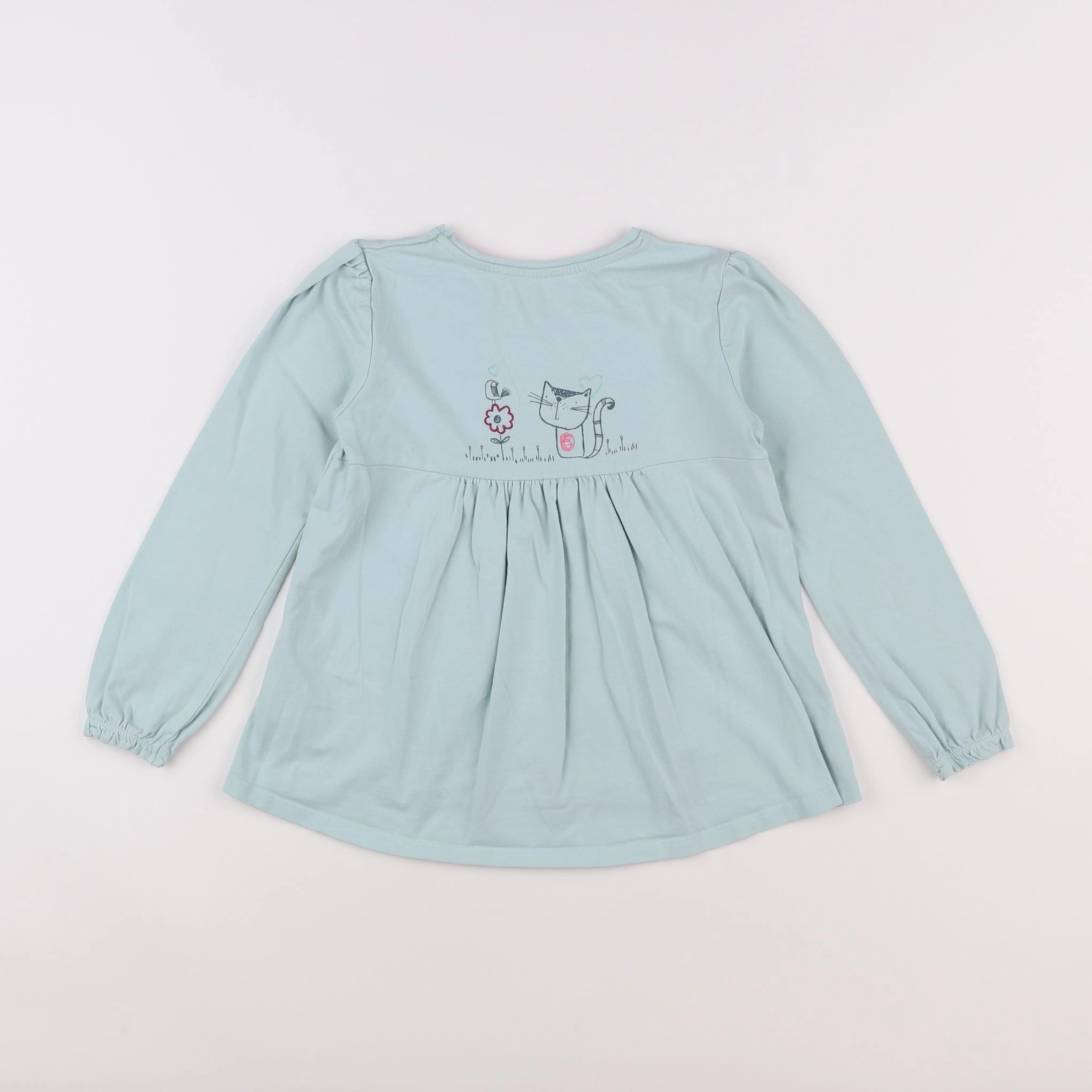 Vertbaudet - tee-shirt imprimé au dos vert - 8 ans