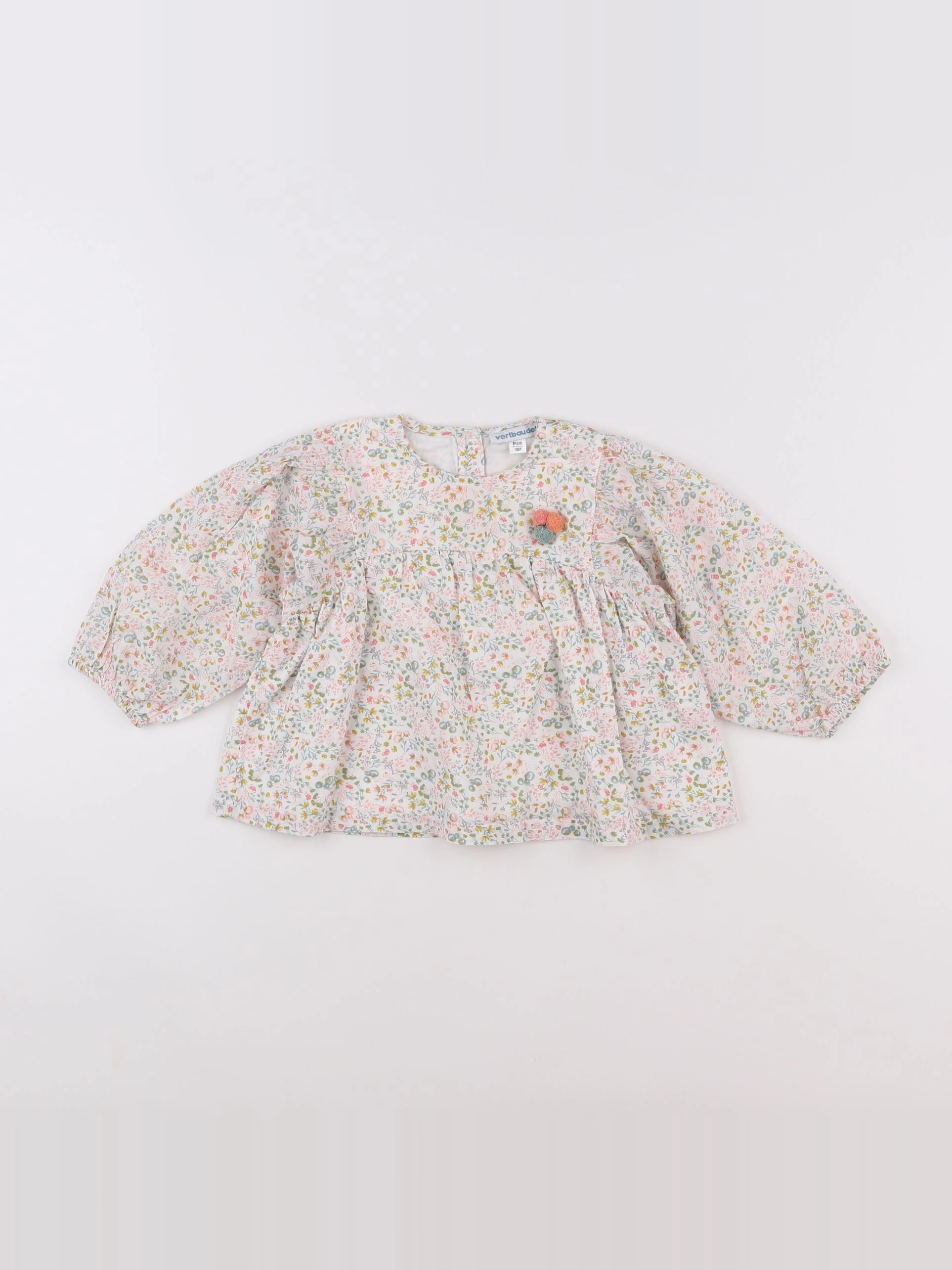 Vertbaudet - tee-shirt blanc, rose - 18 mois