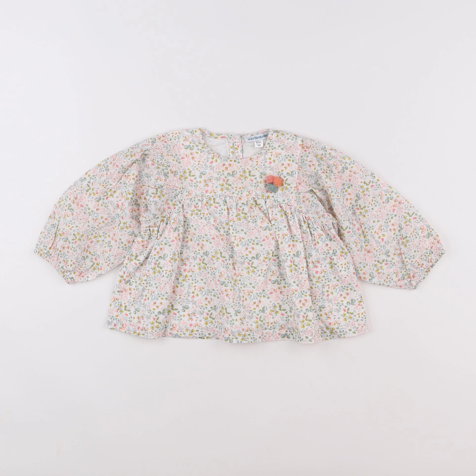 Vertbaudet - tee-shirt blanc, rose - 18 mois