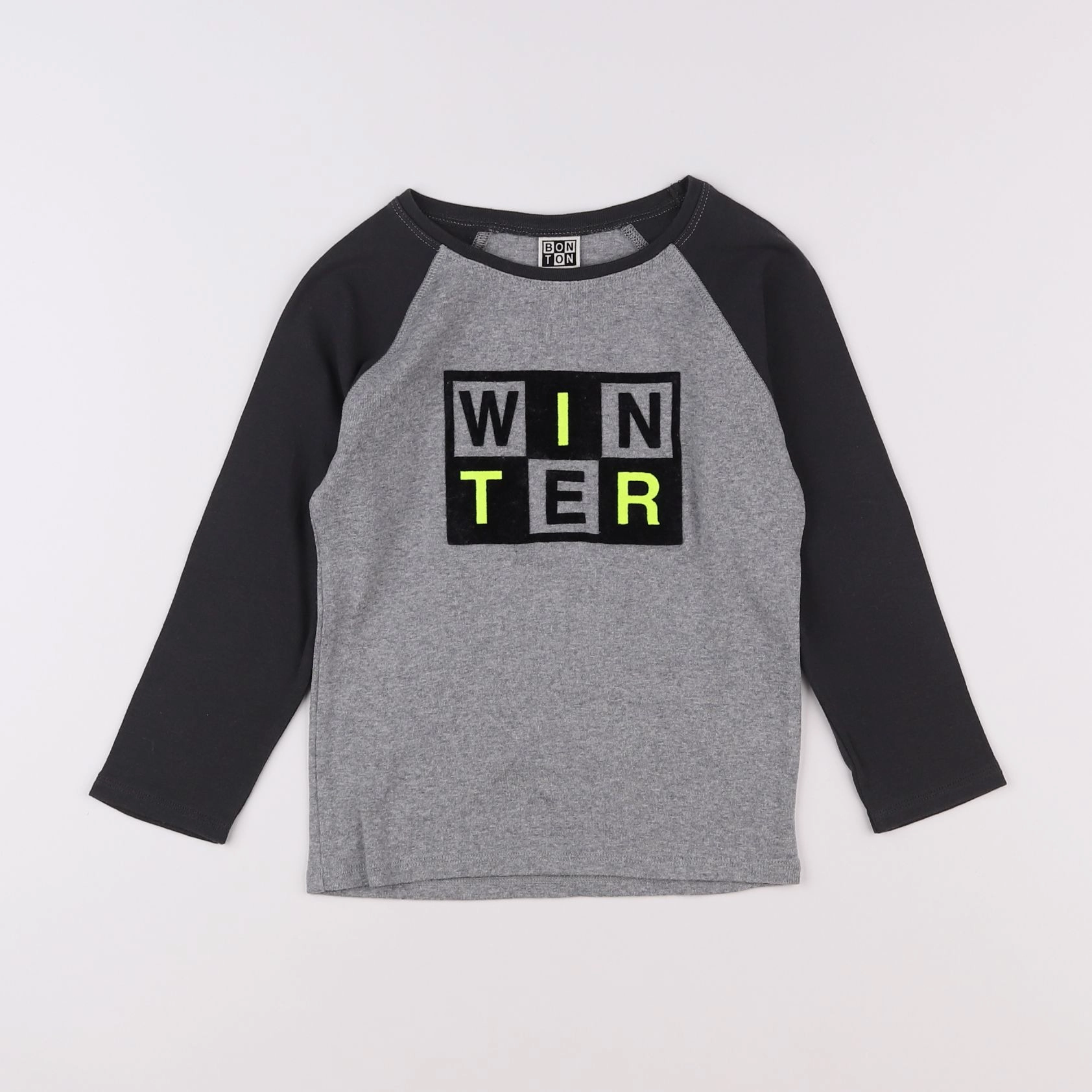 Bonton - tee-shirt gris, noir - 6 ans