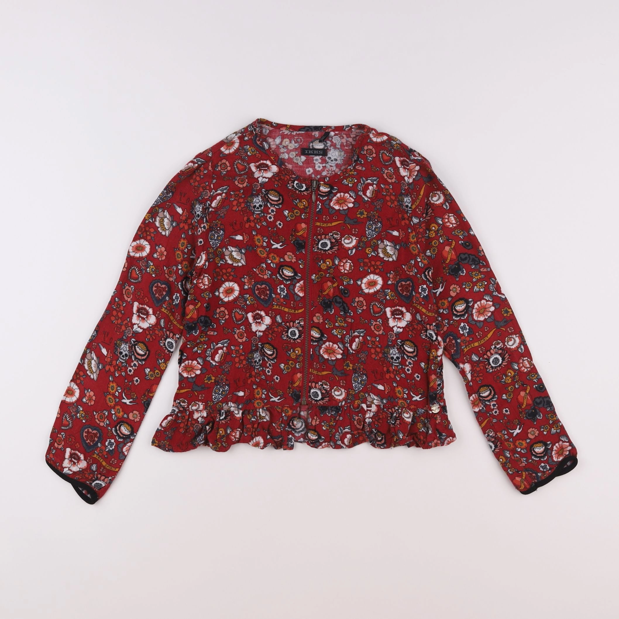 IKKS - blouse rouge, blanc - 8 ans