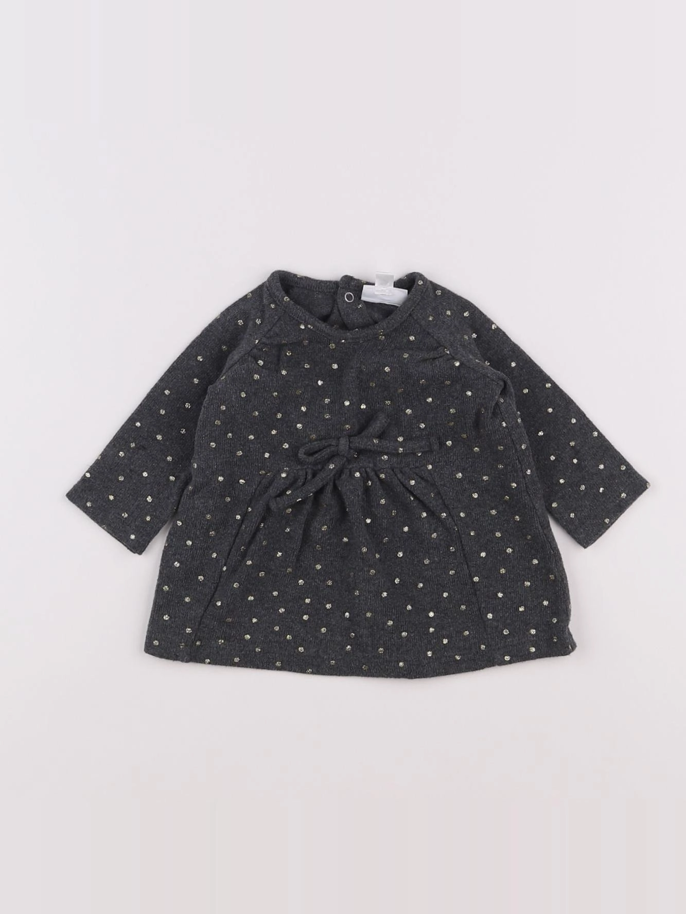 Vertbaudet - robe gris, or - 3 mois