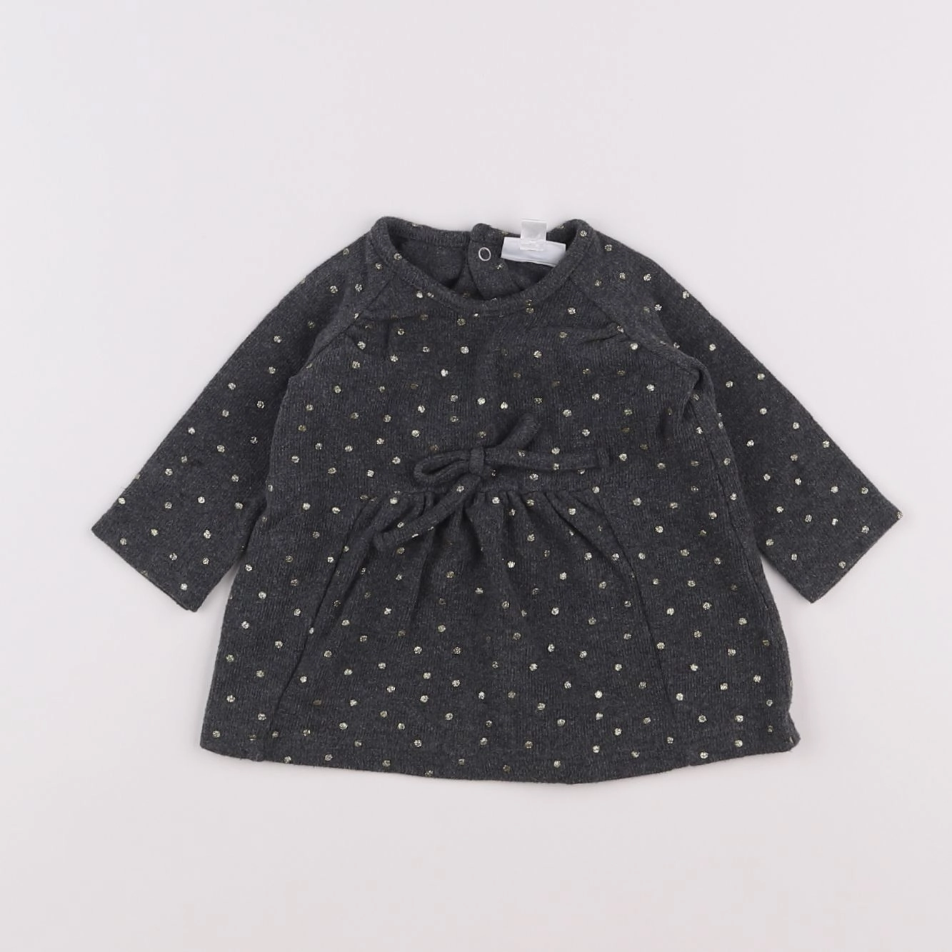 Vertbaudet - robe gris, or - 3 mois