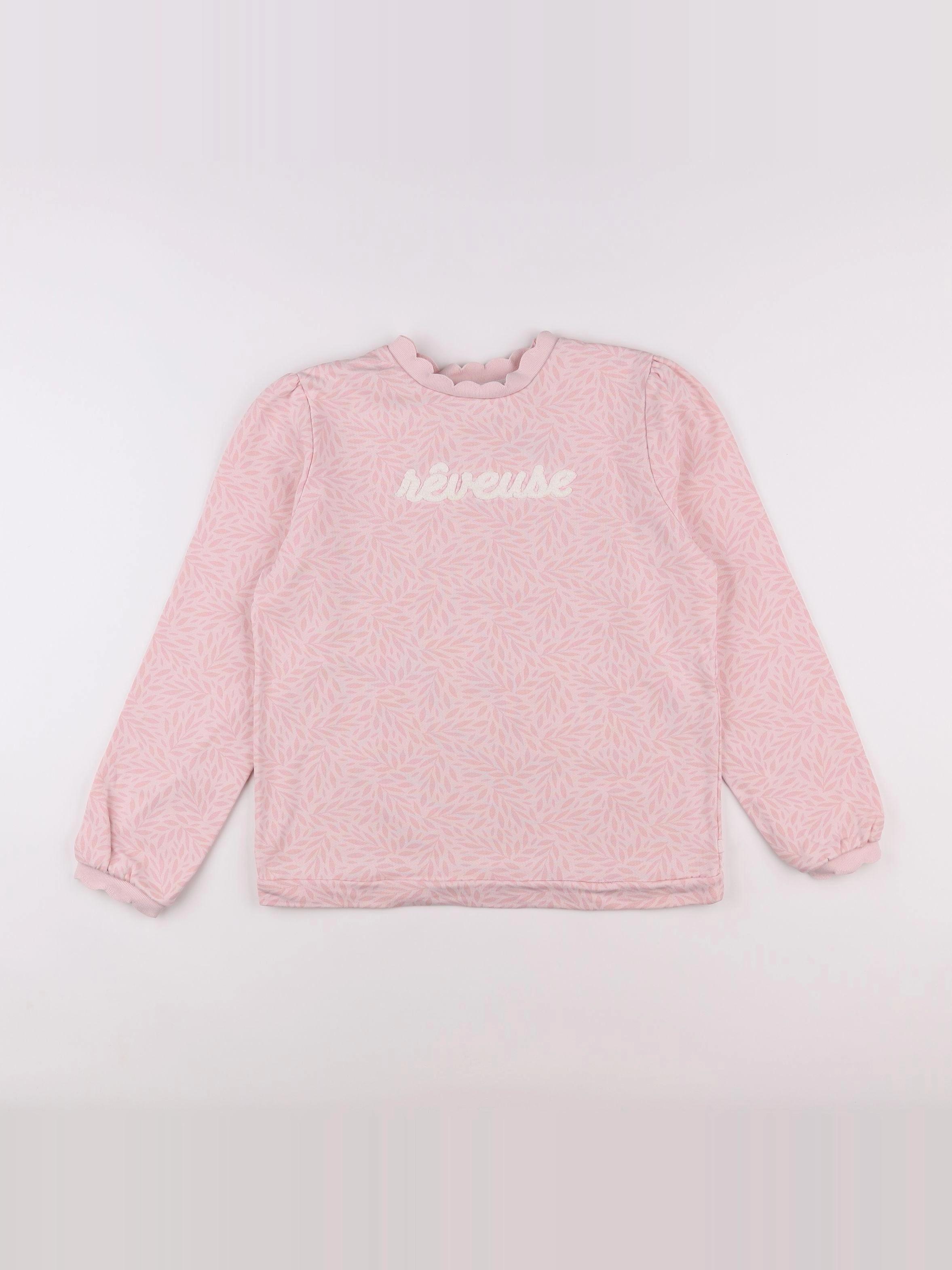 Okaidi - sweat blanc, rose - 12 ans