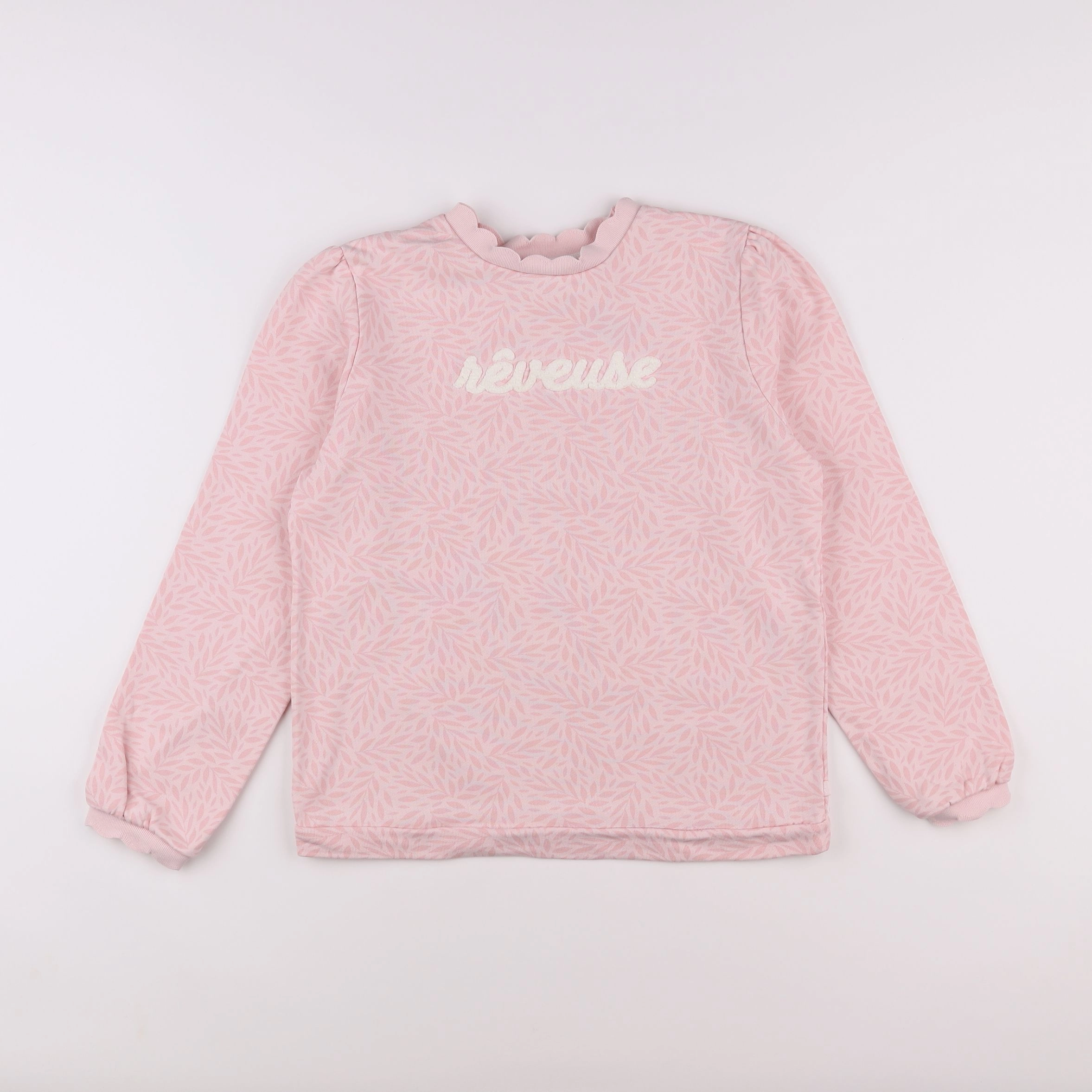 Okaidi - sweat blanc, rose - 12 ans