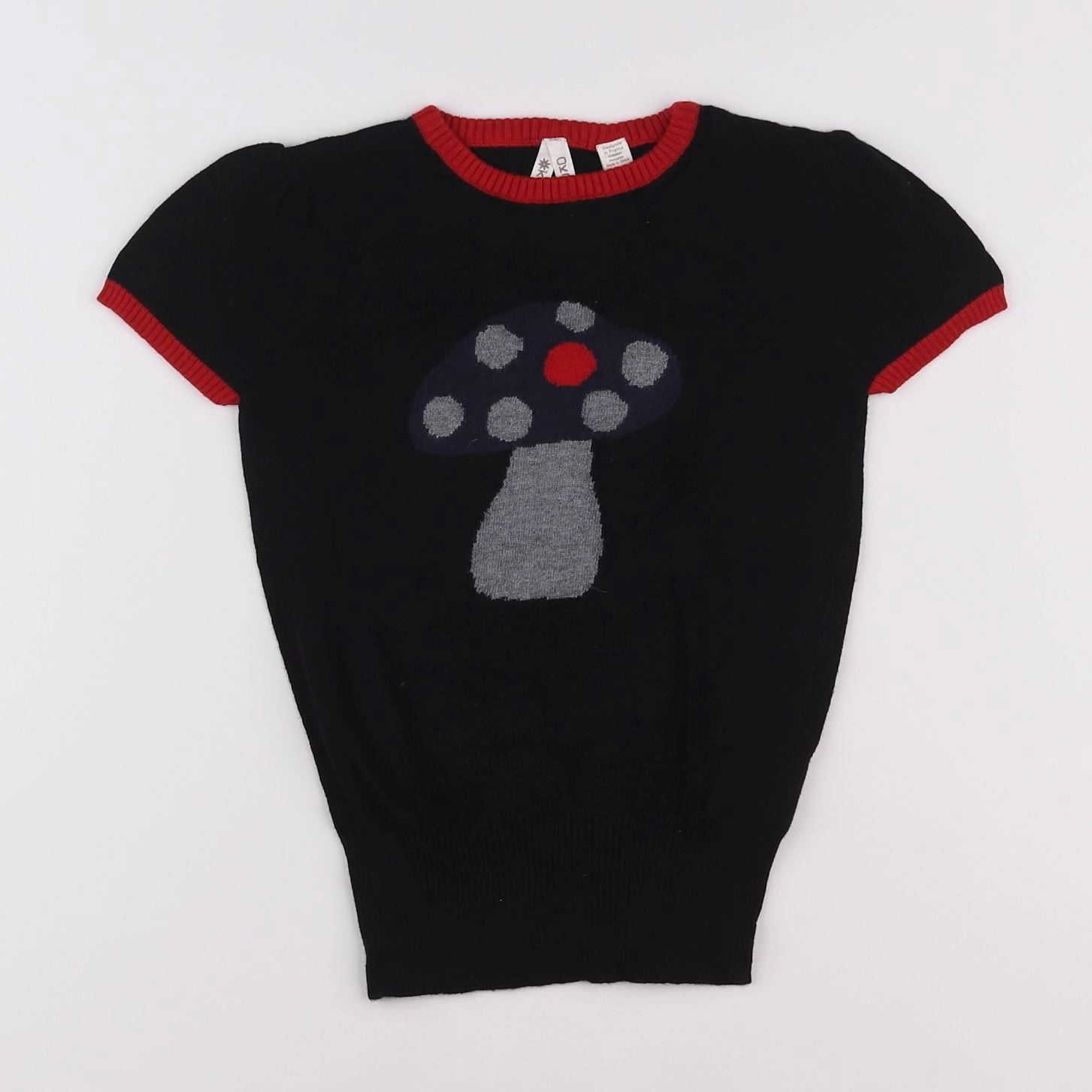 Okaidi - pull noir, rouge - 6 ans