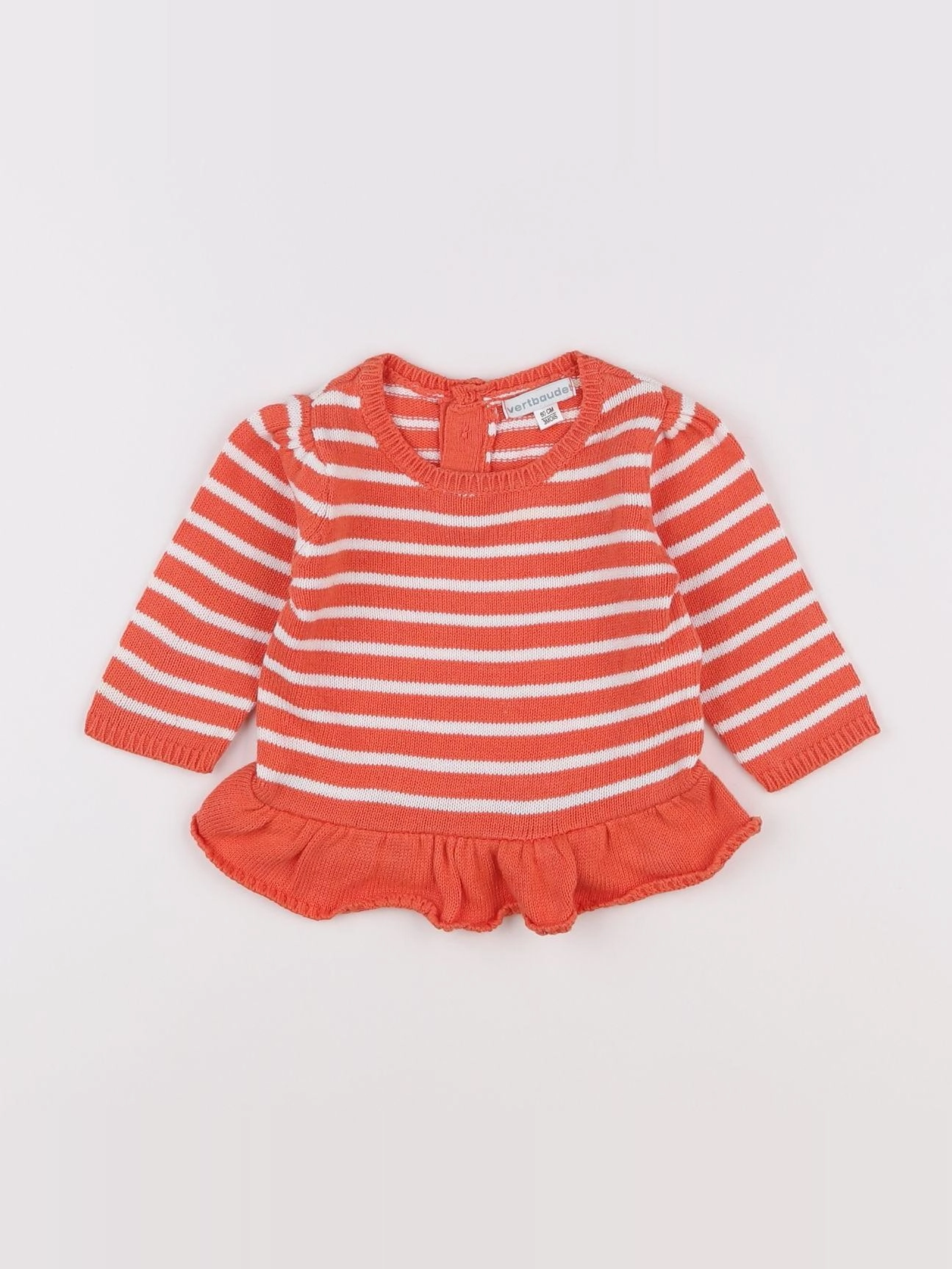 Vertbaudet - pull orange - 3 mois