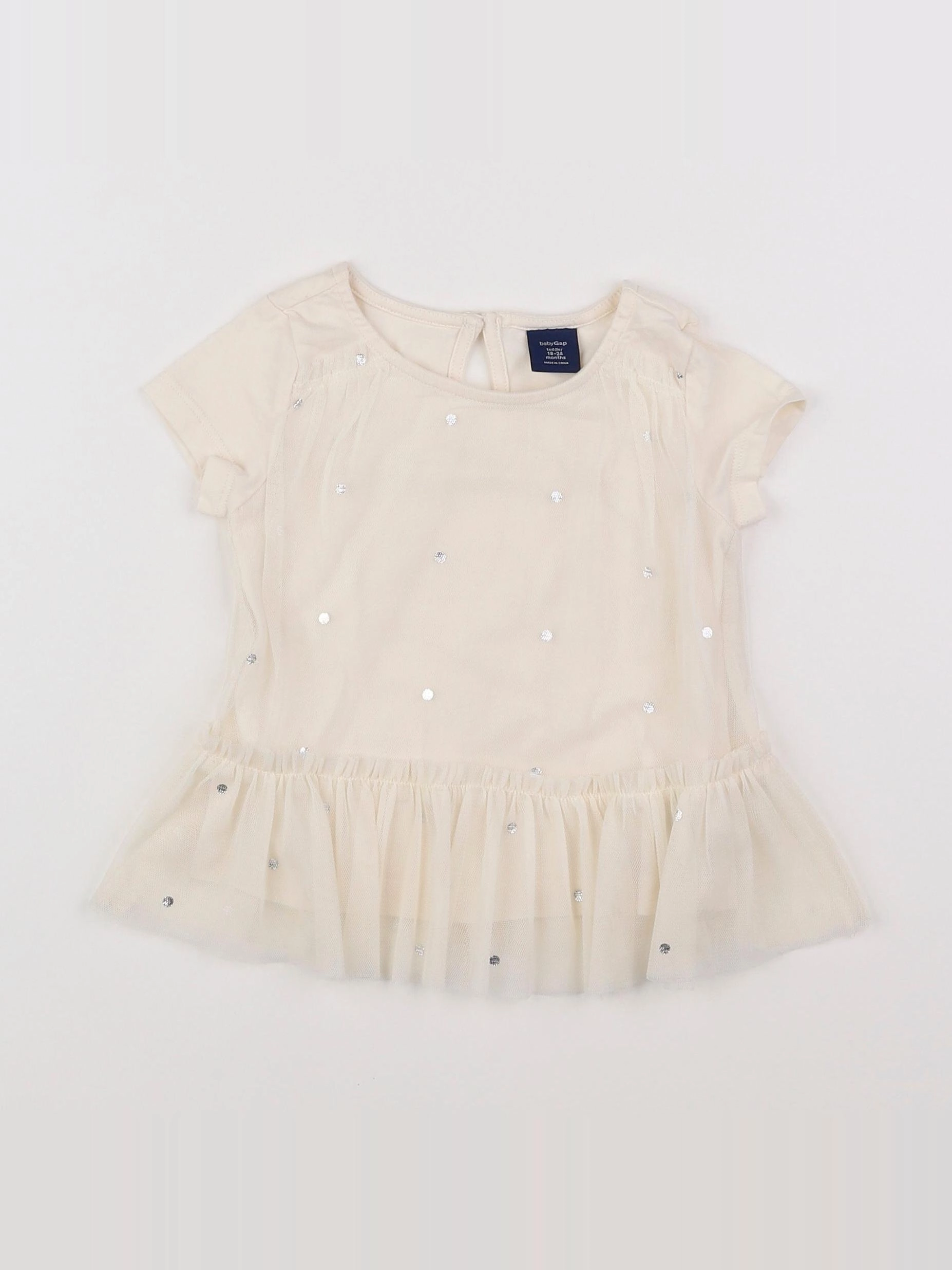 GAP - tee-shirt beige, argent - 18 mois à 2 ans
